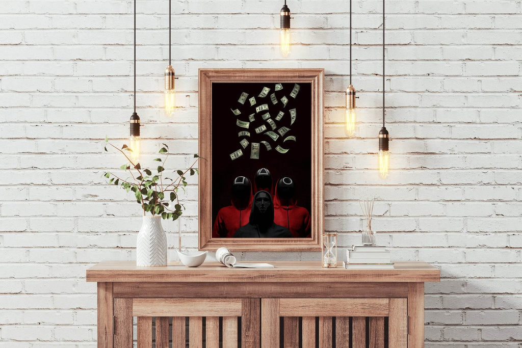 Falling Money - Squid Game Wall Art - beink online art store