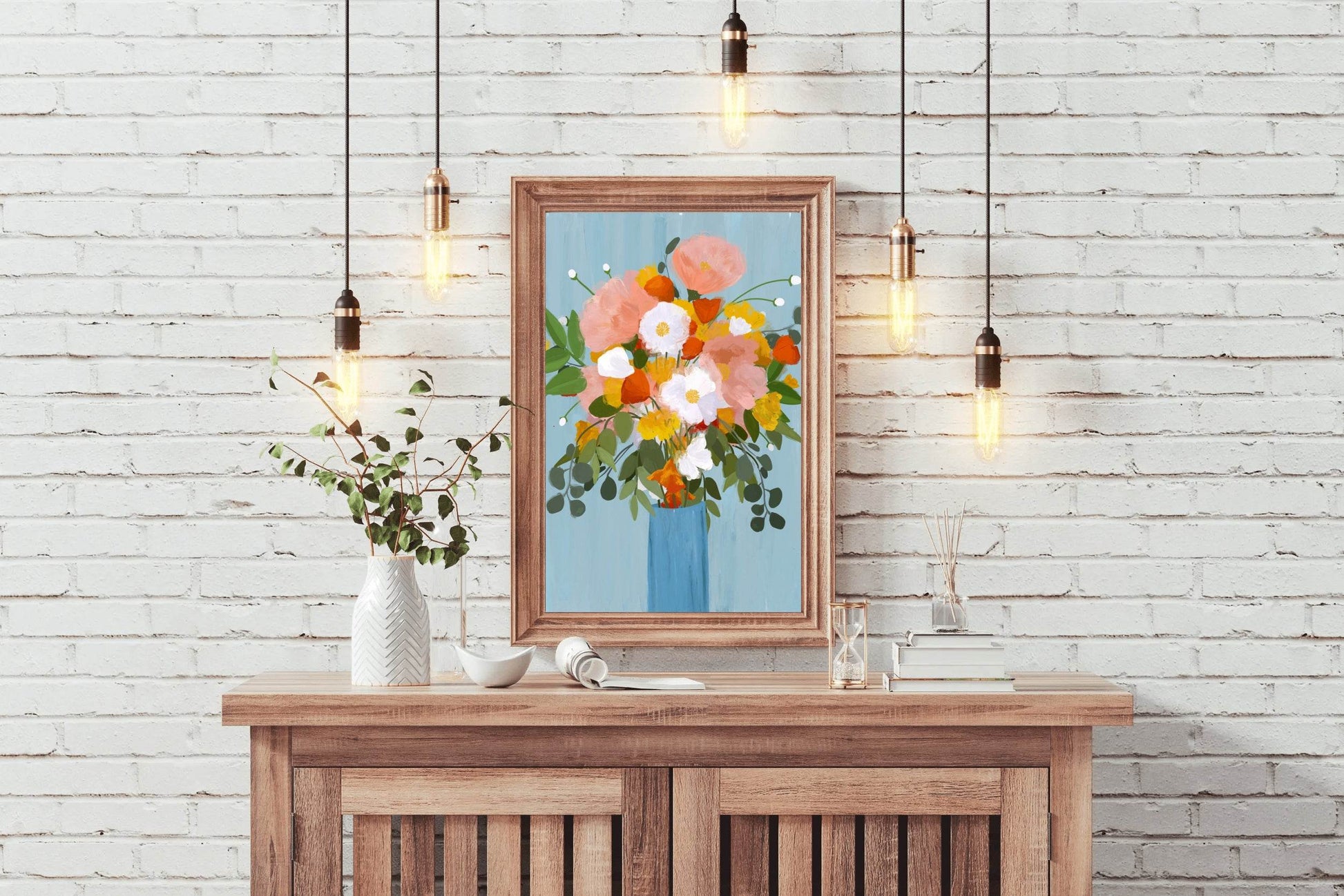 Painting Beautiful Flowers in A Vase Wall Art - beink online art store