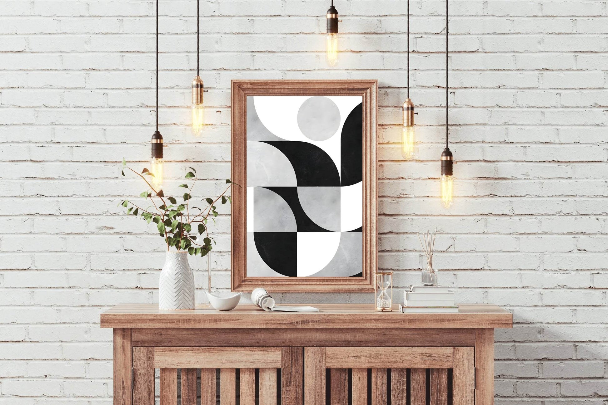 Black and White Geometric Shapes Wall Art - beink online art store