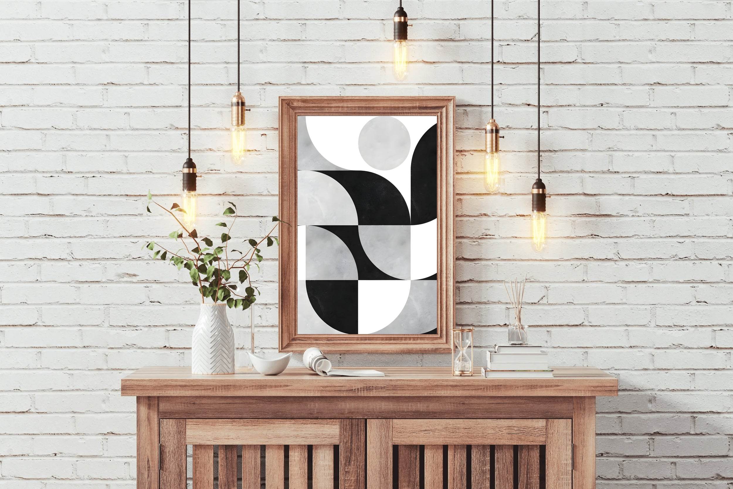 Black and White Geometric Shapes Wall Art - beink online art store