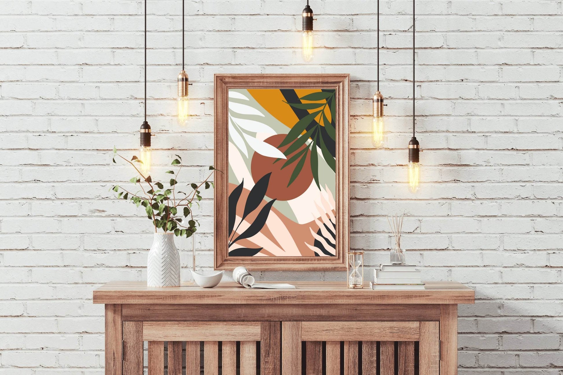 Abstract Design with Tropical Leaves shapes ArtWork - beink online art store