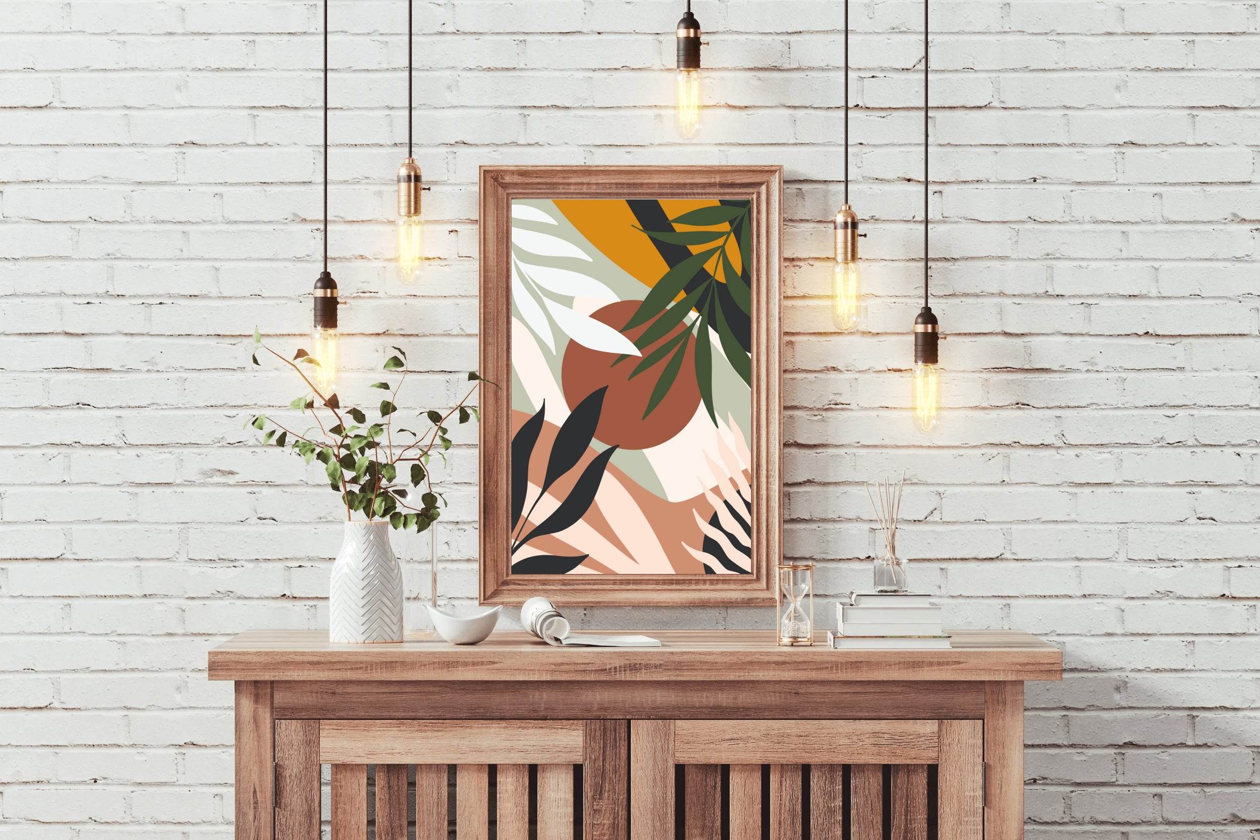 Abstract Design with Tropical Leaves shapes ArtWork - beink online art store