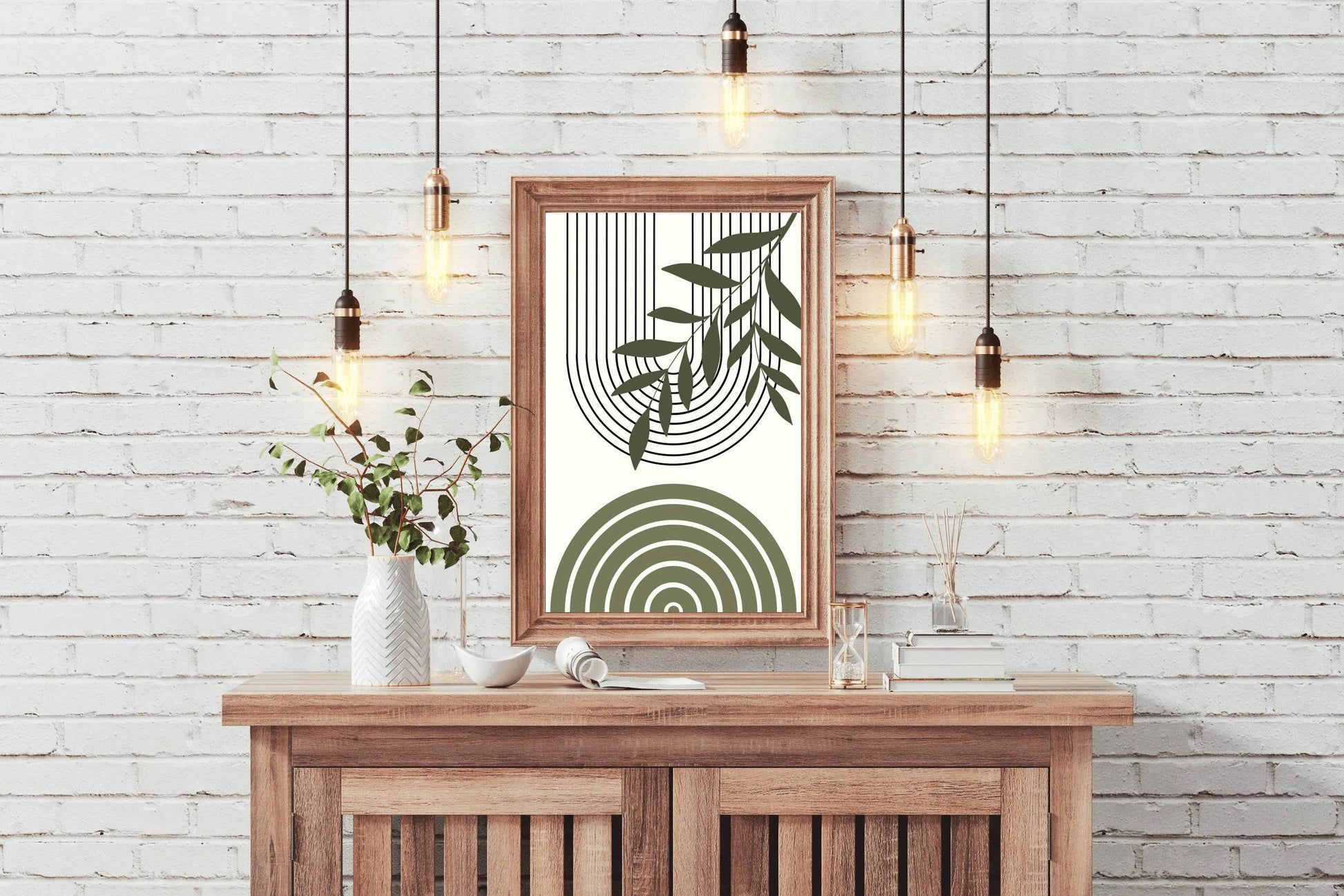 Abstract art Piece with a Leafy Branch ArtWork - beink online art store