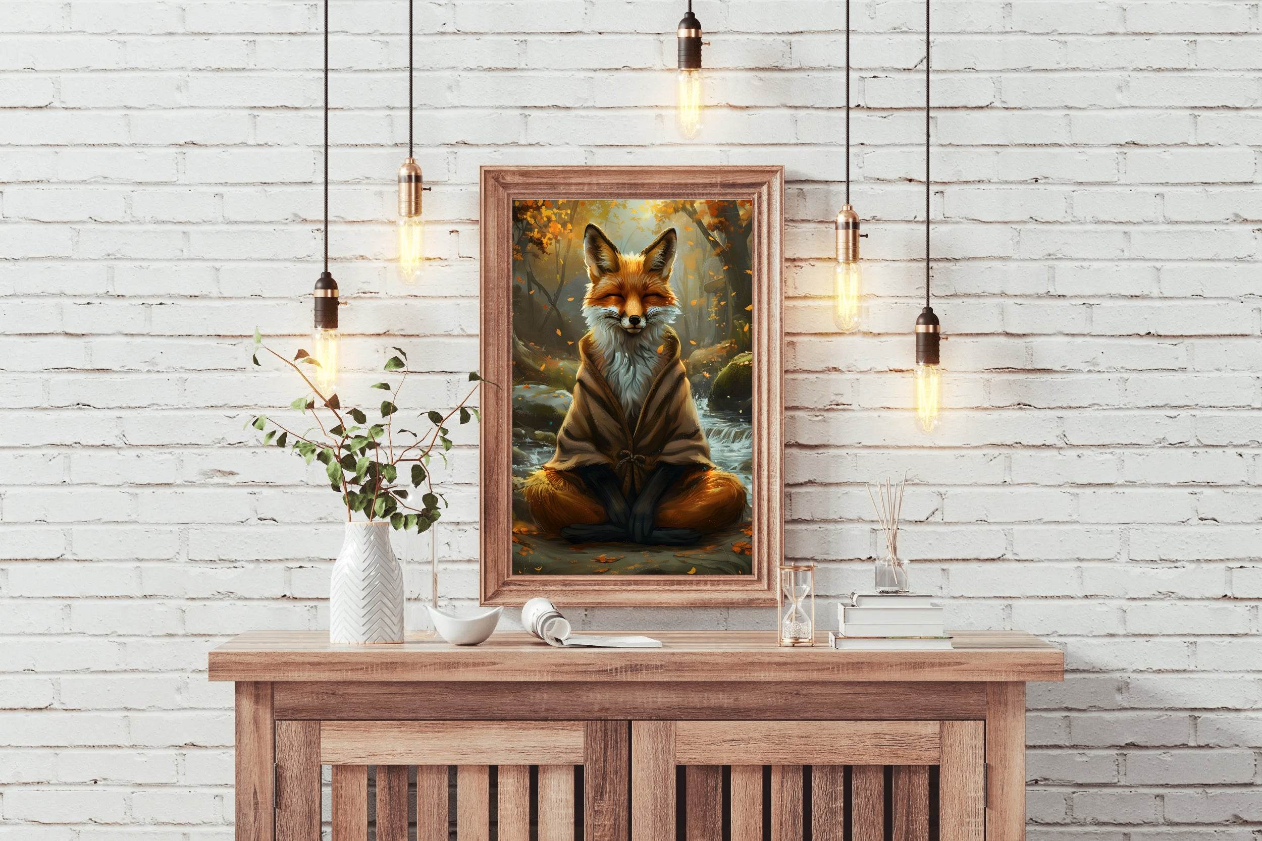 Watercolor Spiritual Fox Animal Wall Art - beink online art store