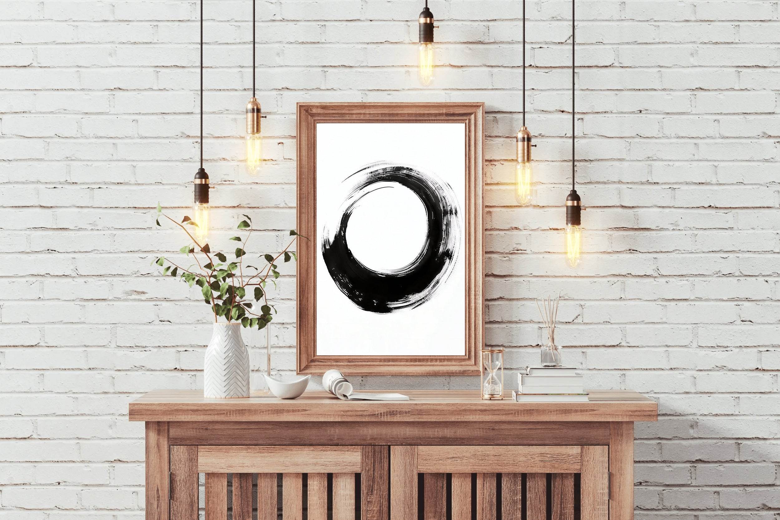Black Inked Circle Modern Wall Art - beink online art store