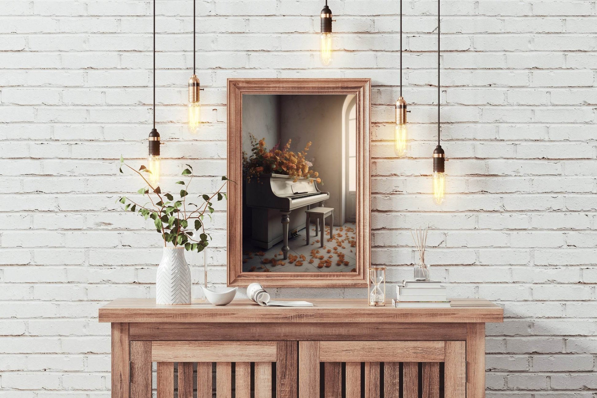White Piano In The Church Wall Art - beink online art store