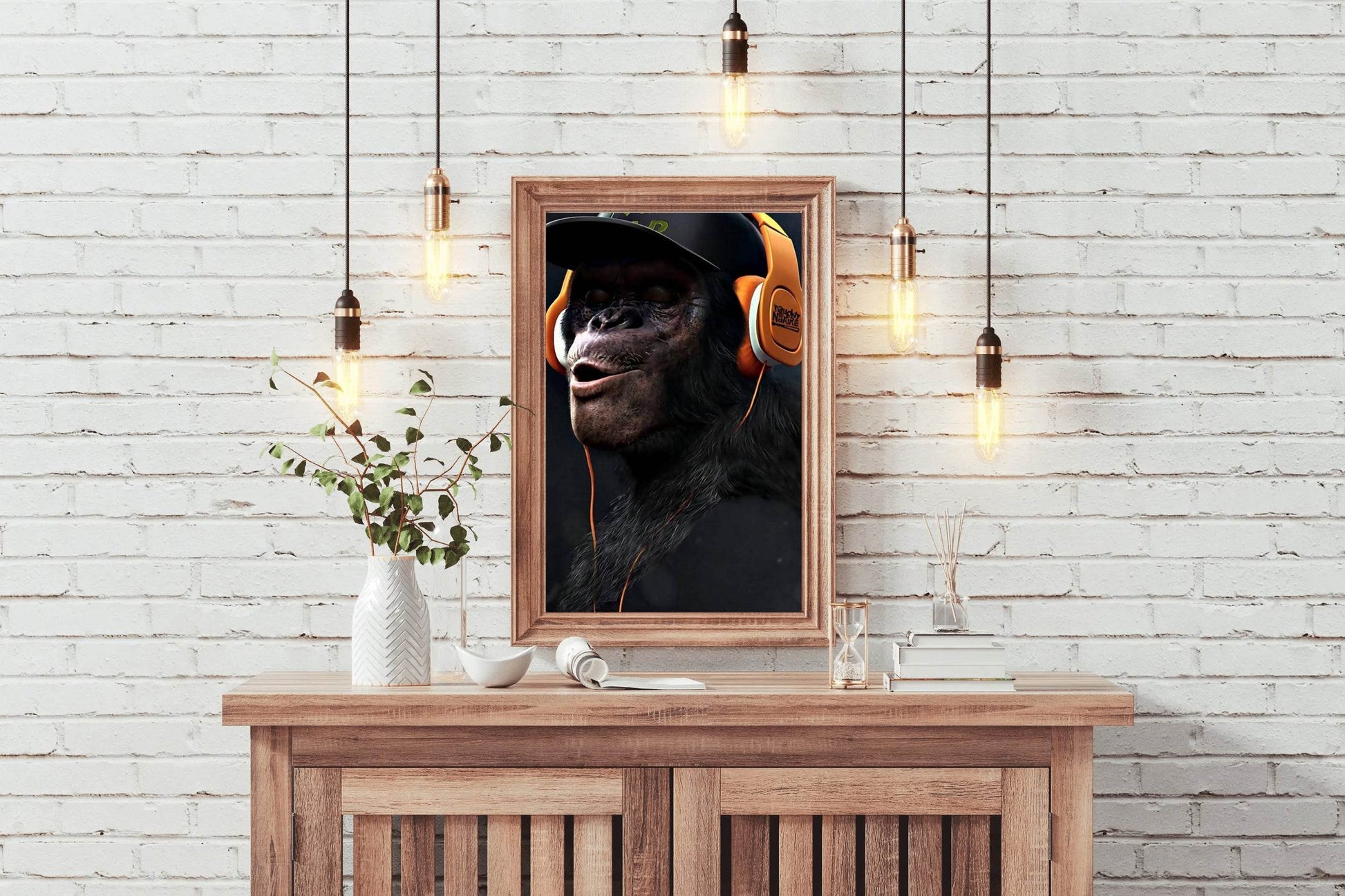 Monkey With Headphones Wall Art - beink online art store