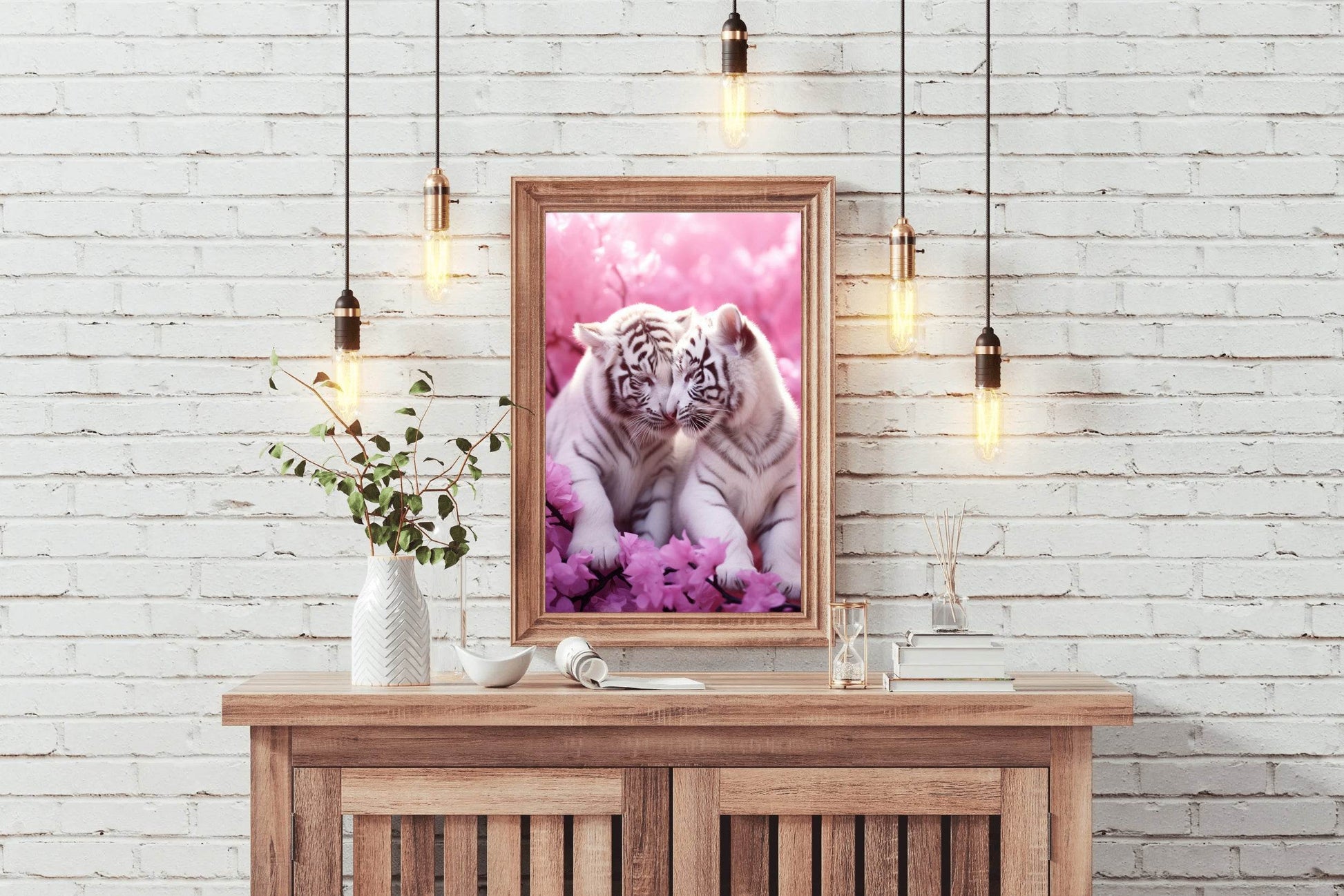 Pair of White Tiger Animal Wall Art - beink online art store