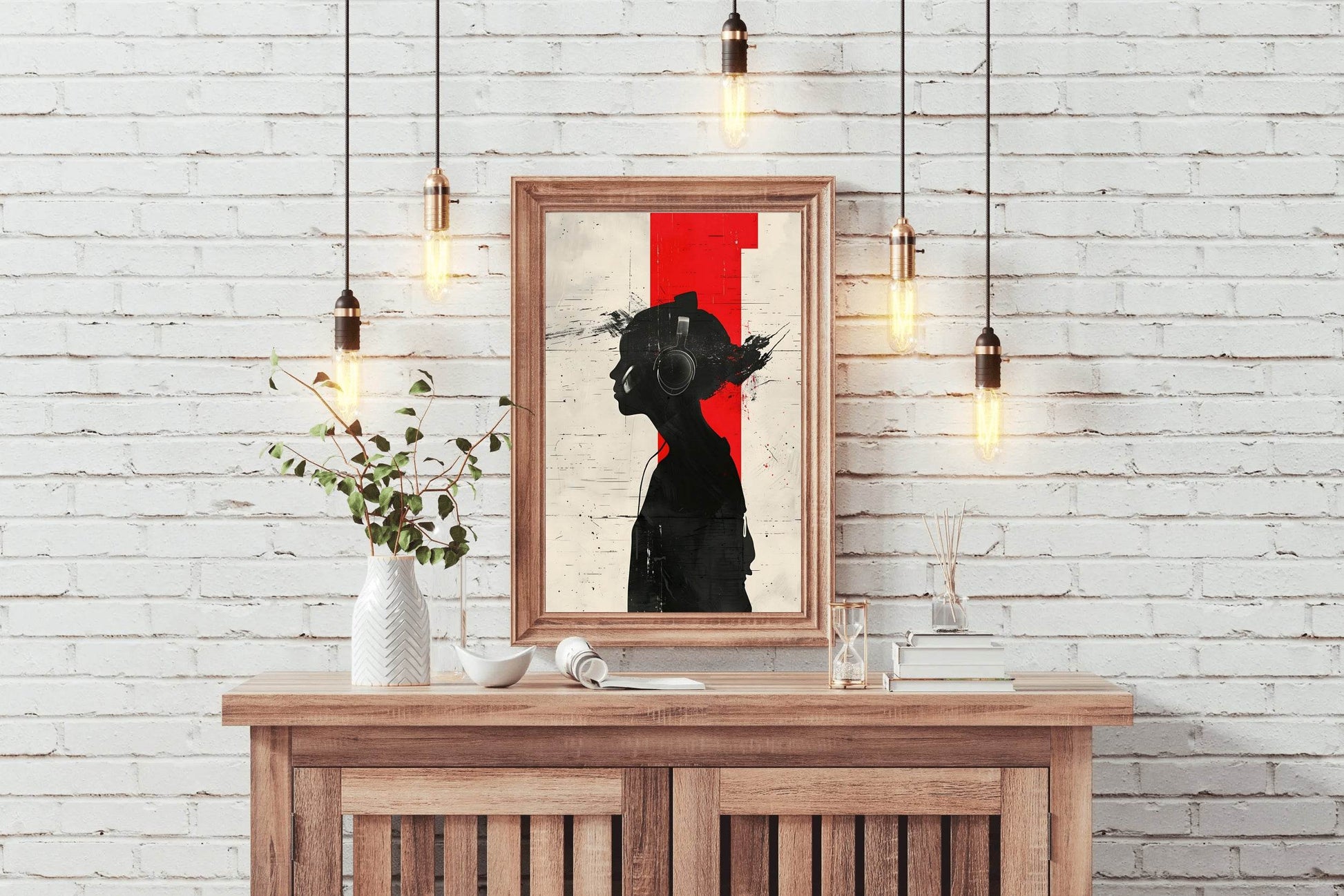 Girl Wearing Headphones Wall Art - beink online art store
