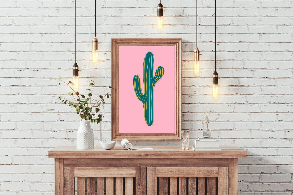 Green Cactus Painting Wall Art - beink online art store