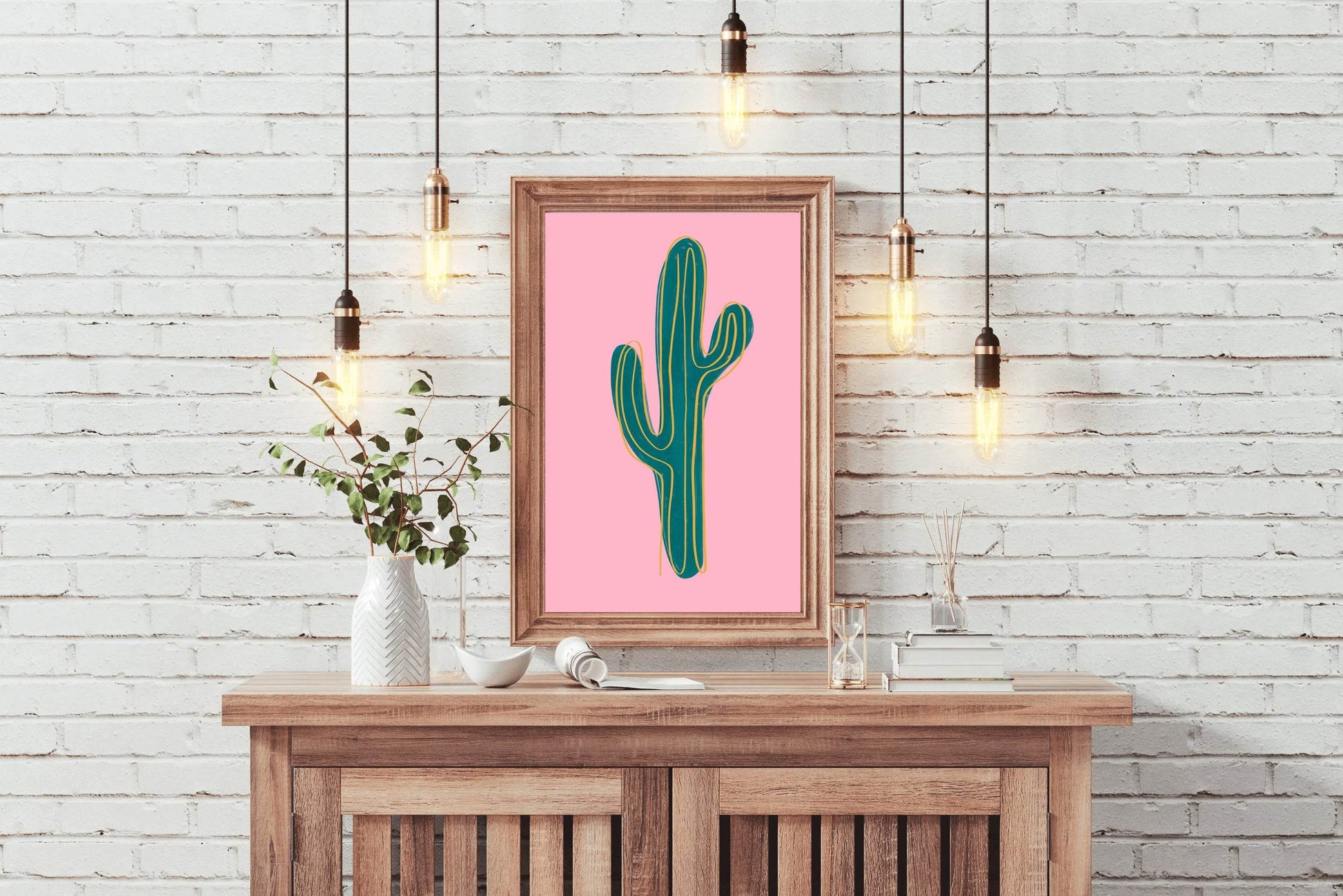Green Cactus Painting Wall Art - beink online art store