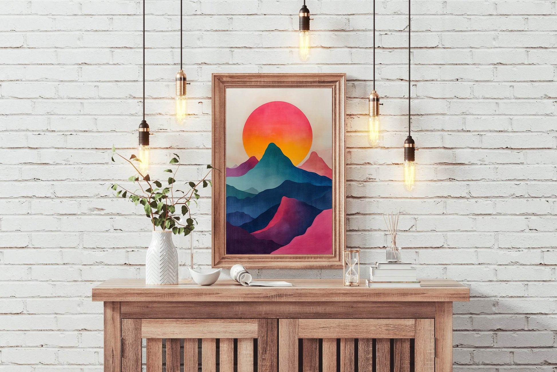Oil Paint Rainbow Hills Modern Wall Art - beink online art store