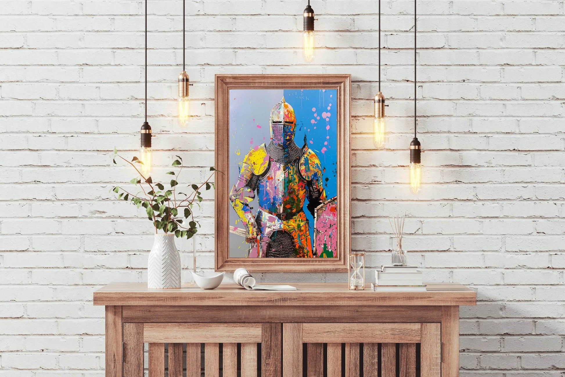 Knight in Vibrant Colors Graffiti Wall Art - beink online art store