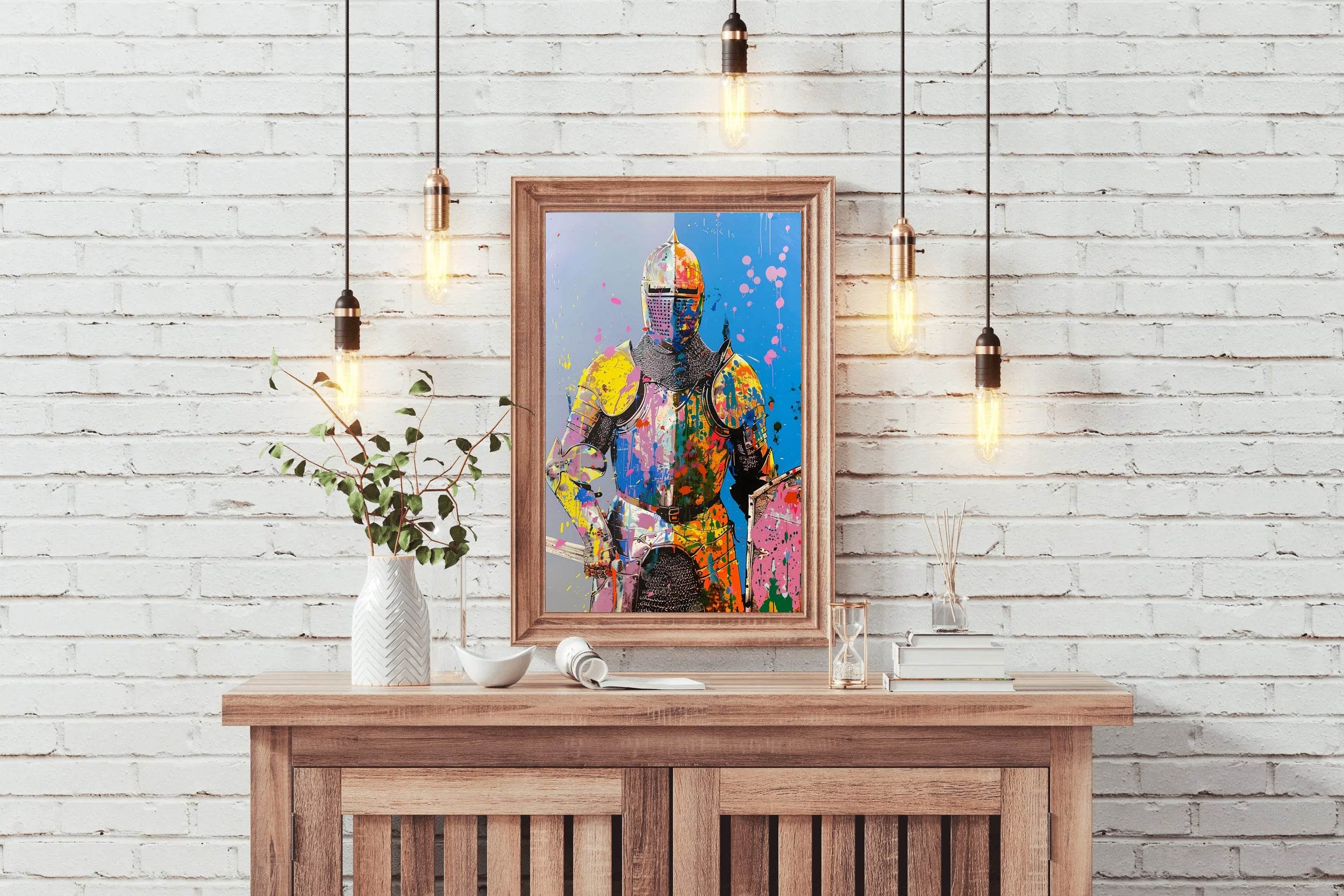 Knight in Vibrant Colors Graffiti Wall Art - beink online art store