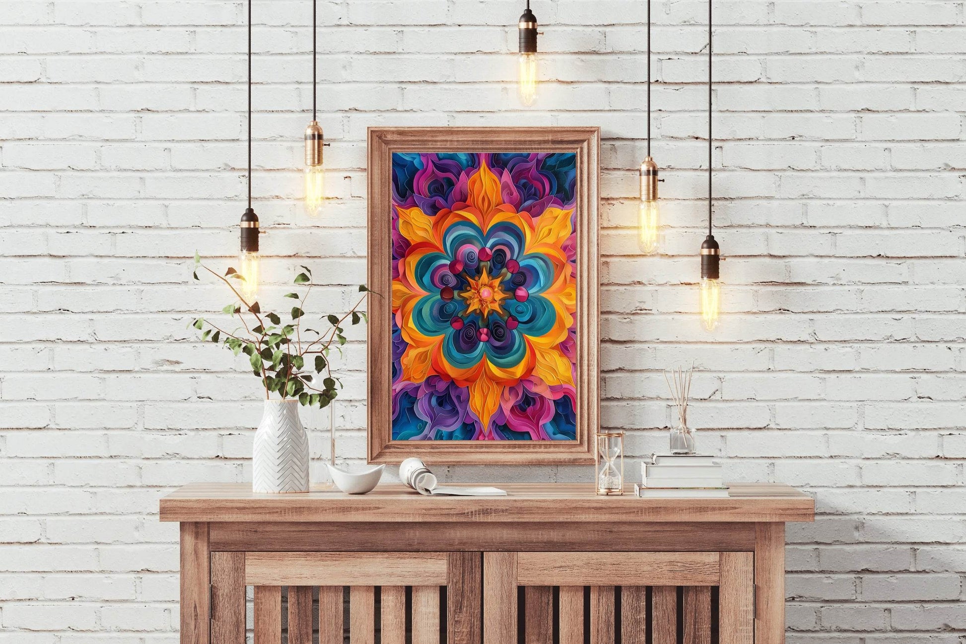 Flower Mandala Pattern Wall Art - beink online art store