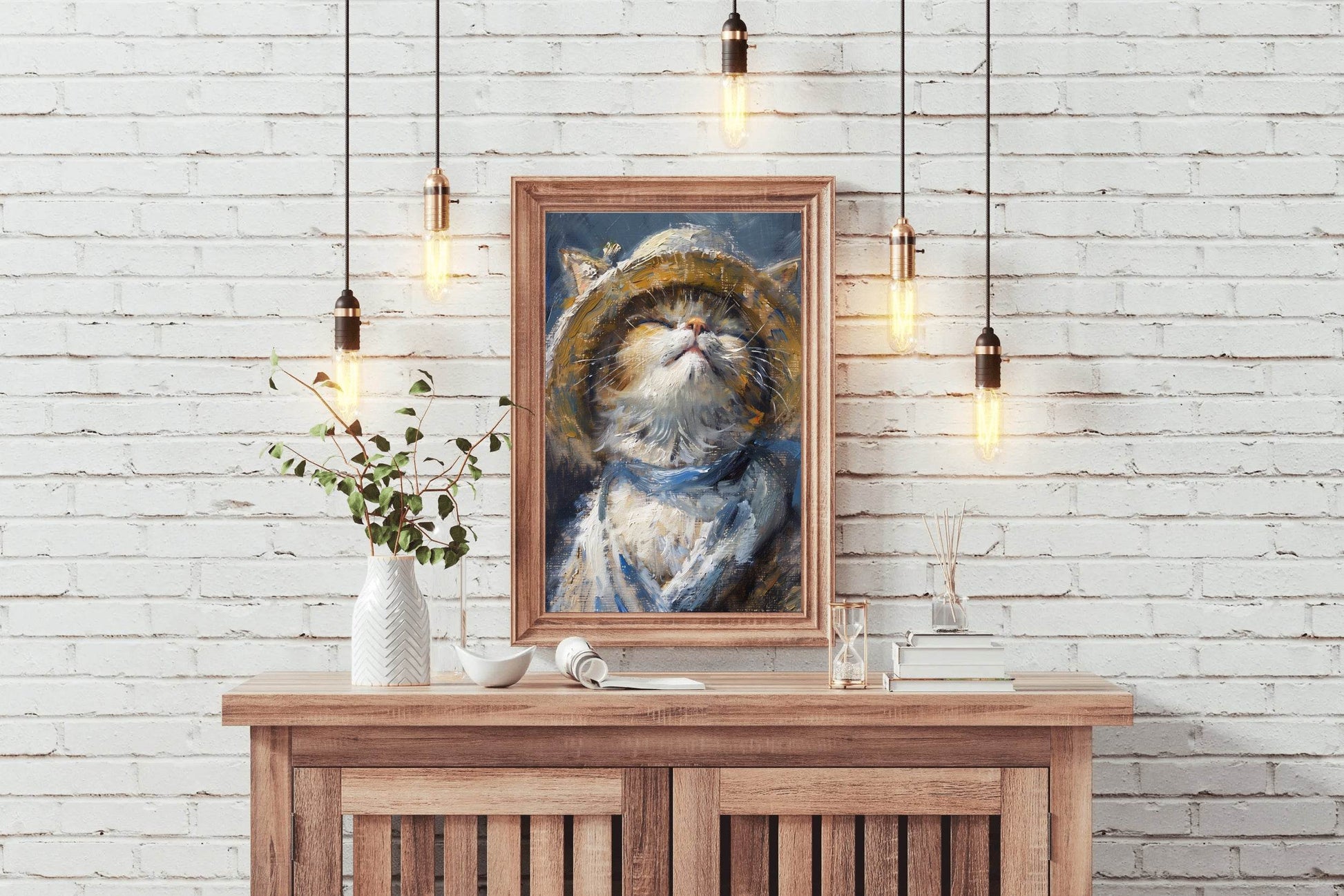 Hand Painted Portrait of Persian Cat Wall Art - beink online art store