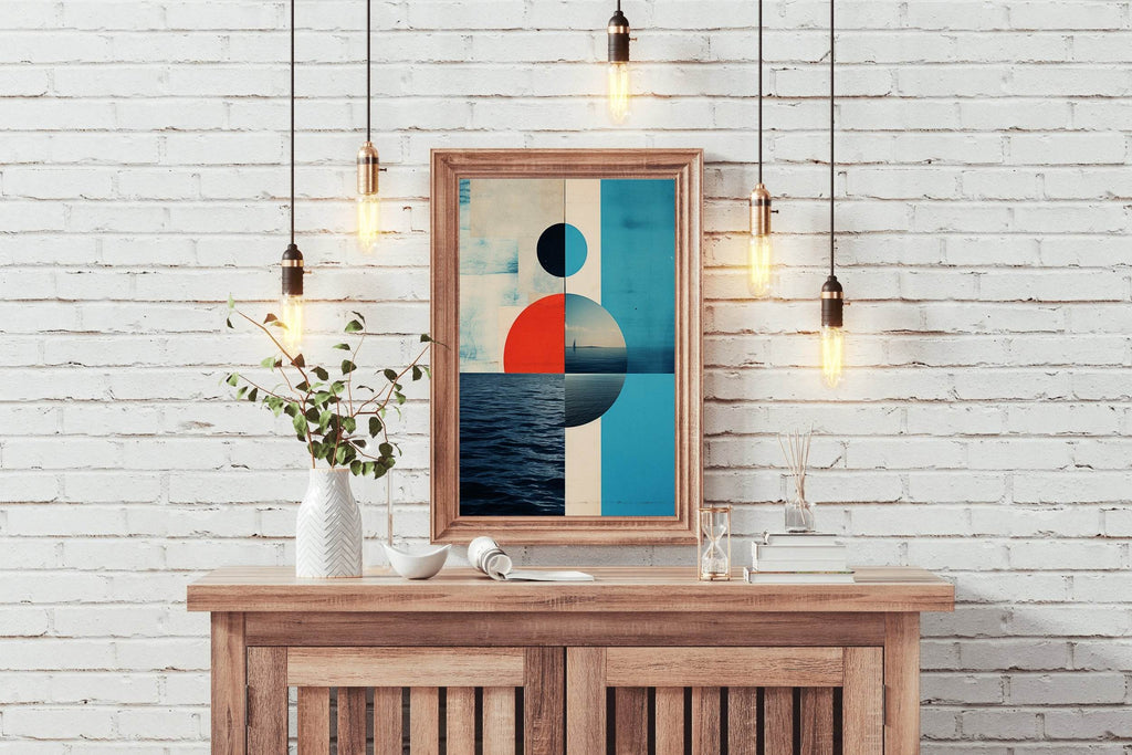Creative Geometric Shapes With Sea Abstract Wall Art - beink online art store