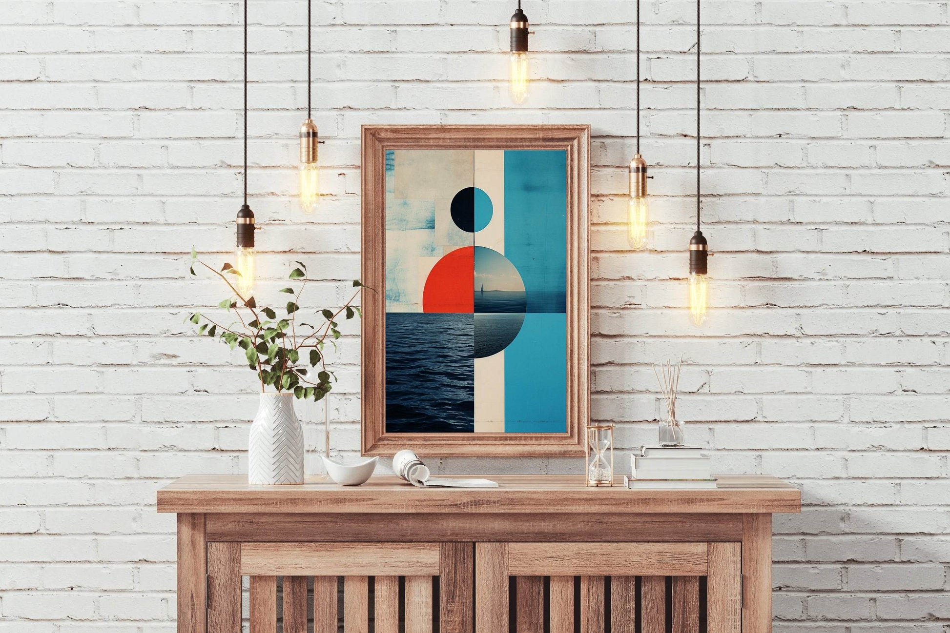 Creative Geometric Shapes With Sea Abstract Wall Art - beink online art store