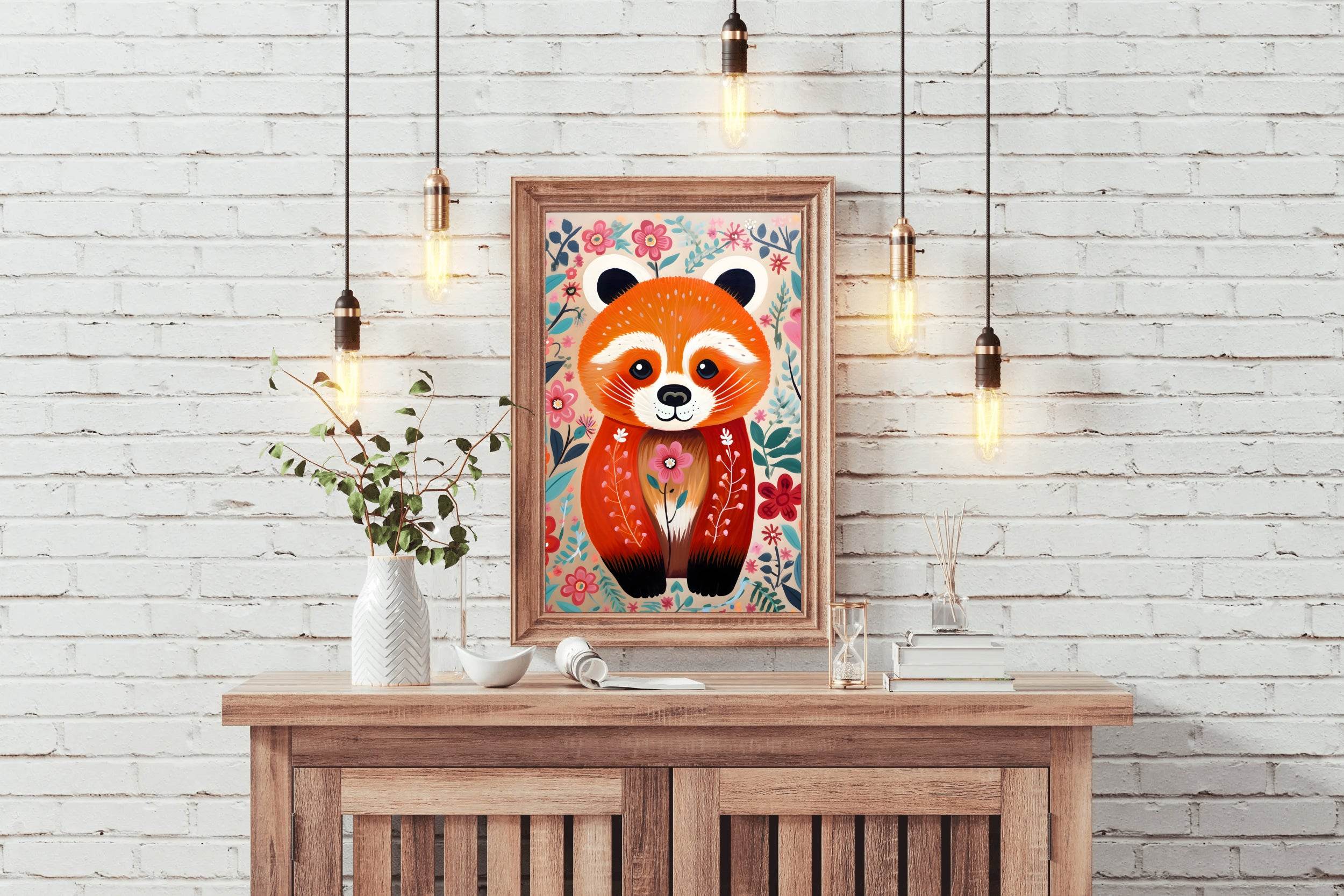 Cartoonish Red Panda Wall Art - beink online art store