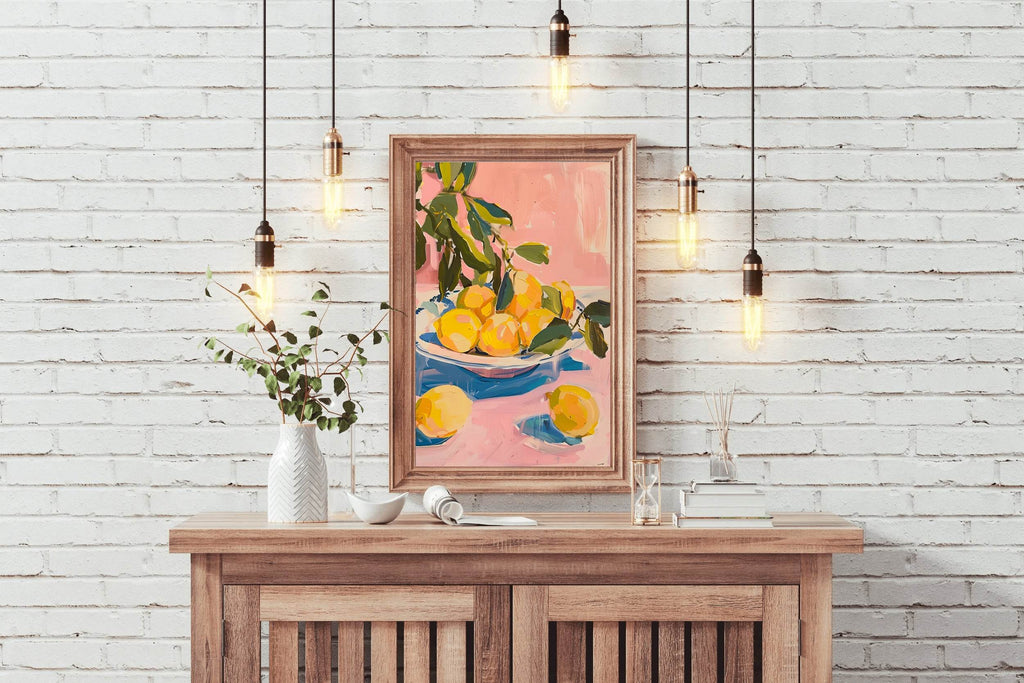 Freshly Picked Lemons on a Plate Wall Art - beink online art store