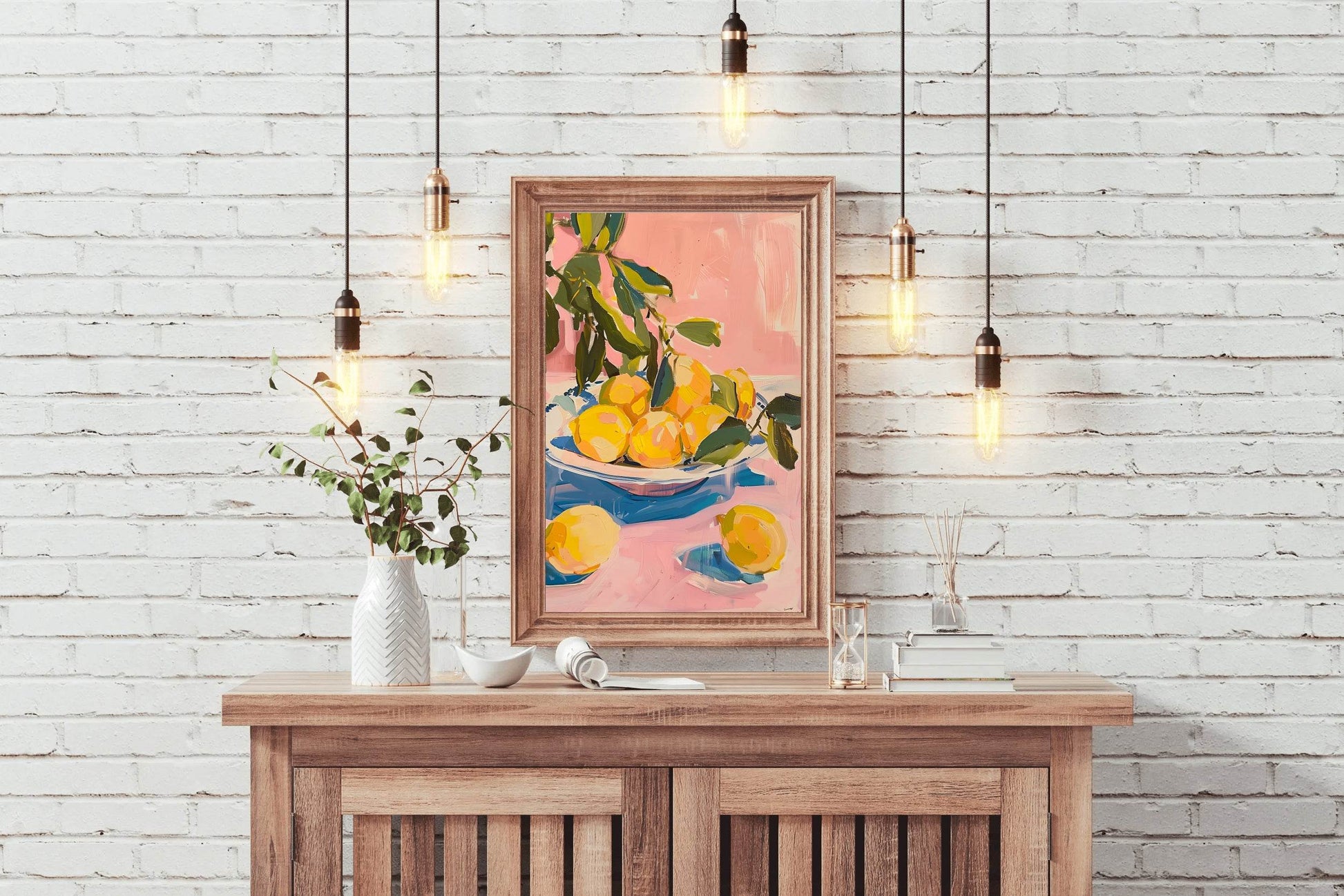 Freshly Picked Lemons on a Plate Wall Art - beink online art store