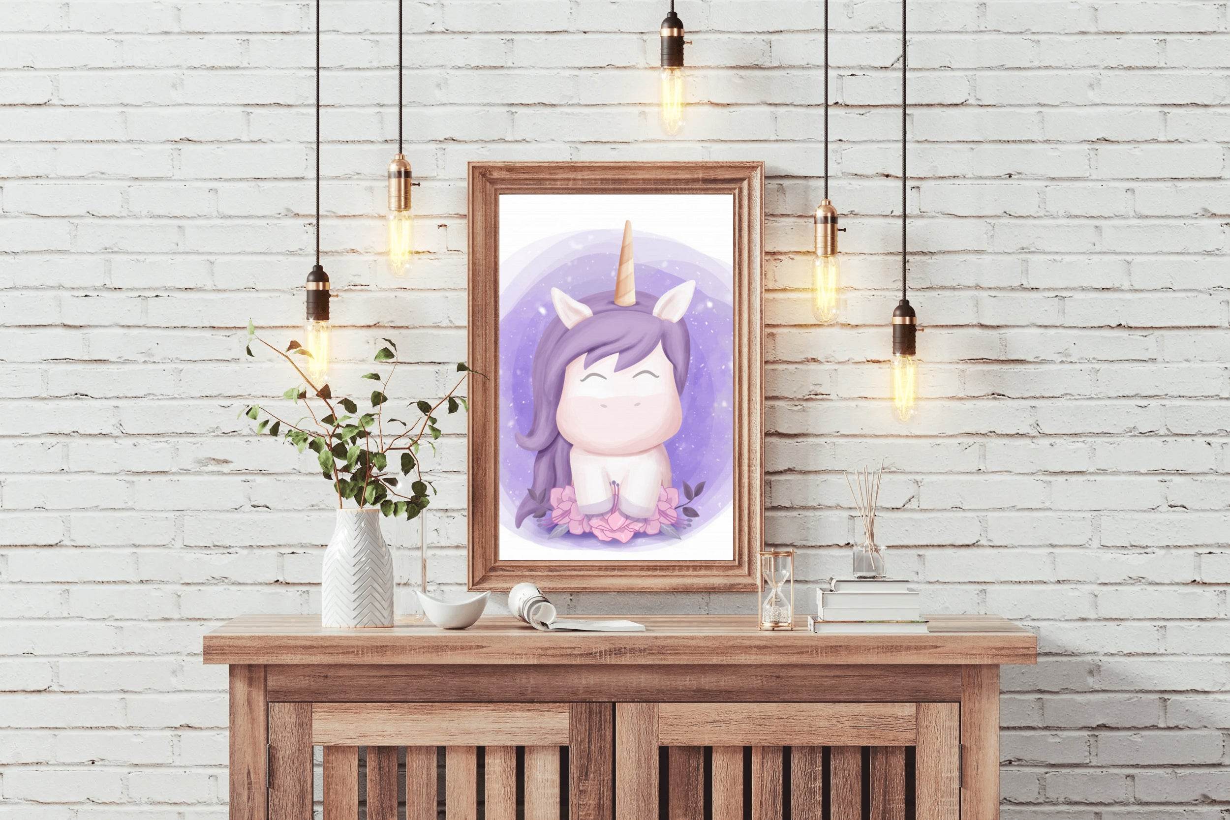 Watercolor Baby Unicorn Sweet Portrait - beink online art store