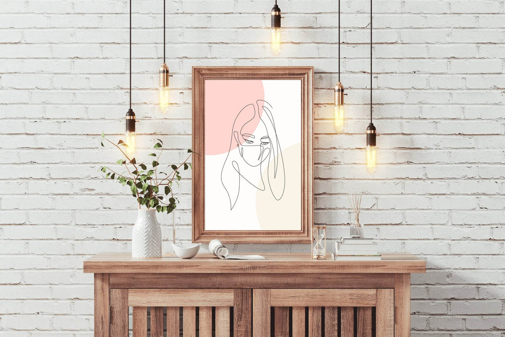 Painting of Masked Woman Wall Art - beink online art store