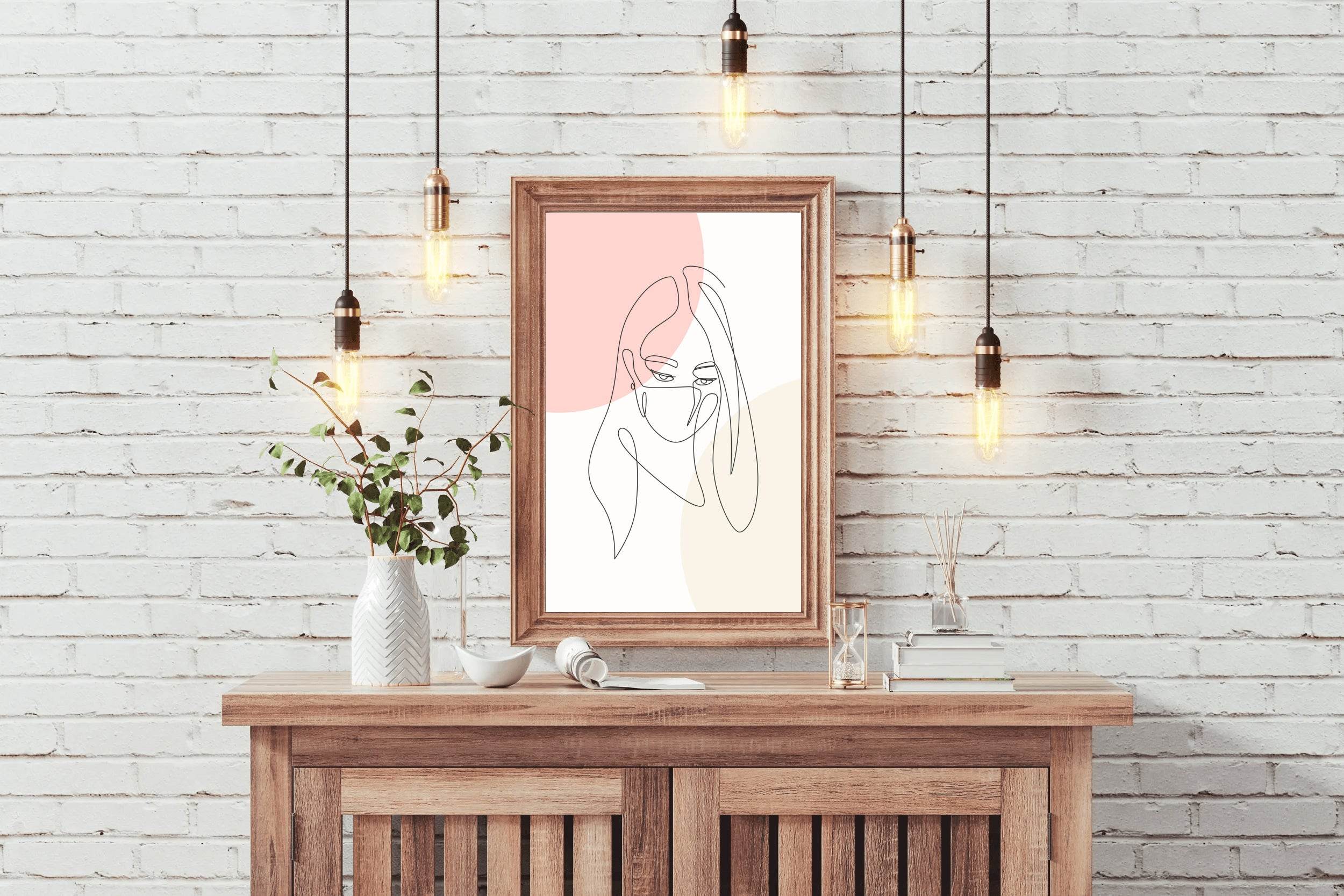 Painting of Masked Woman Wall Art - beink online art store