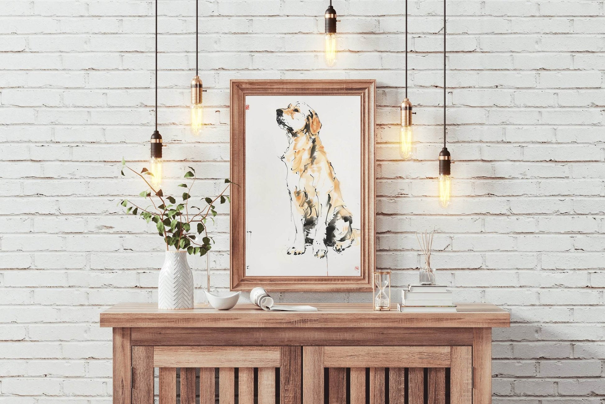 Drawing A Sitting Dog Wall Art - beink online art store