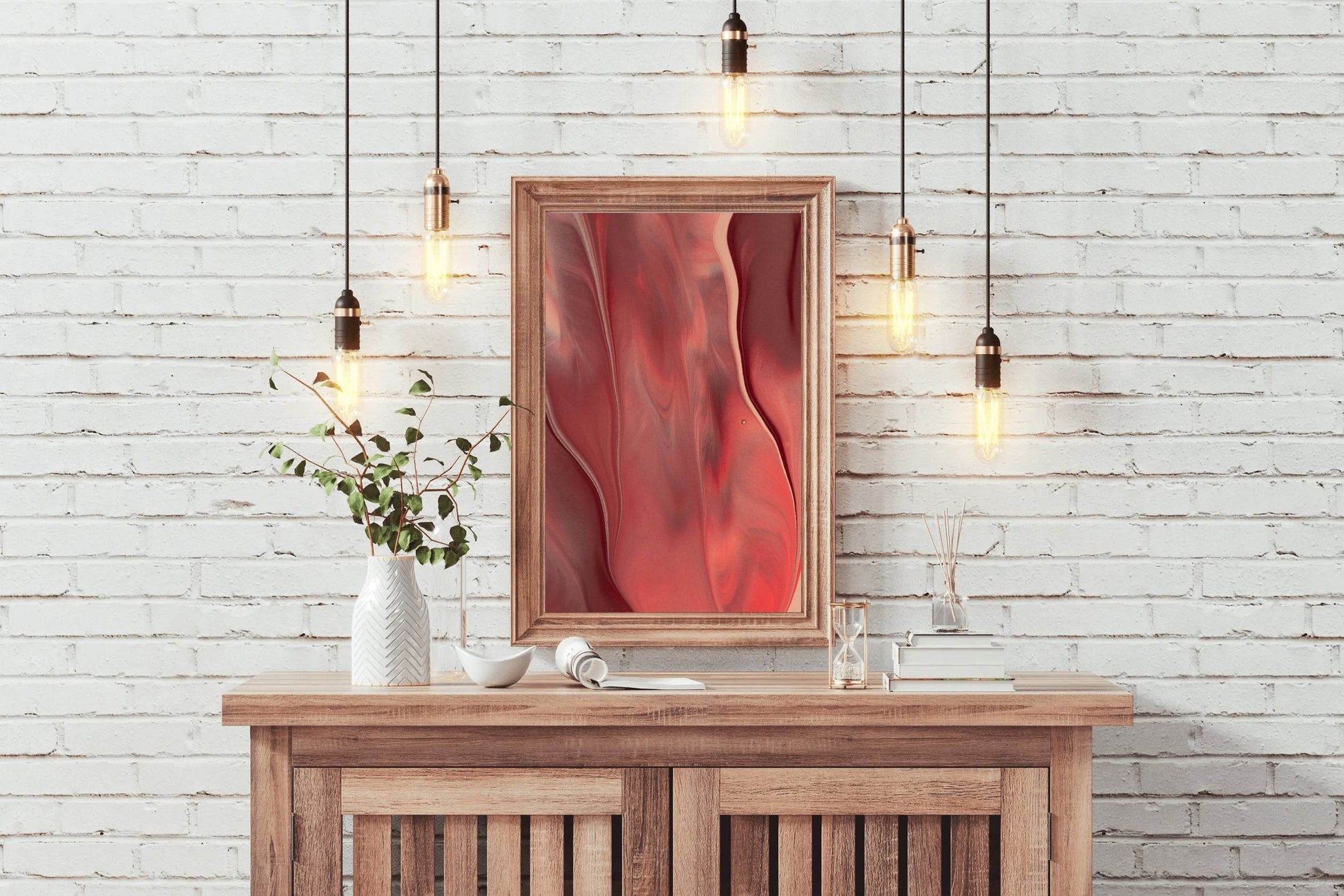 Red Oil Paint Background Abstract Wall Art - beink online art store