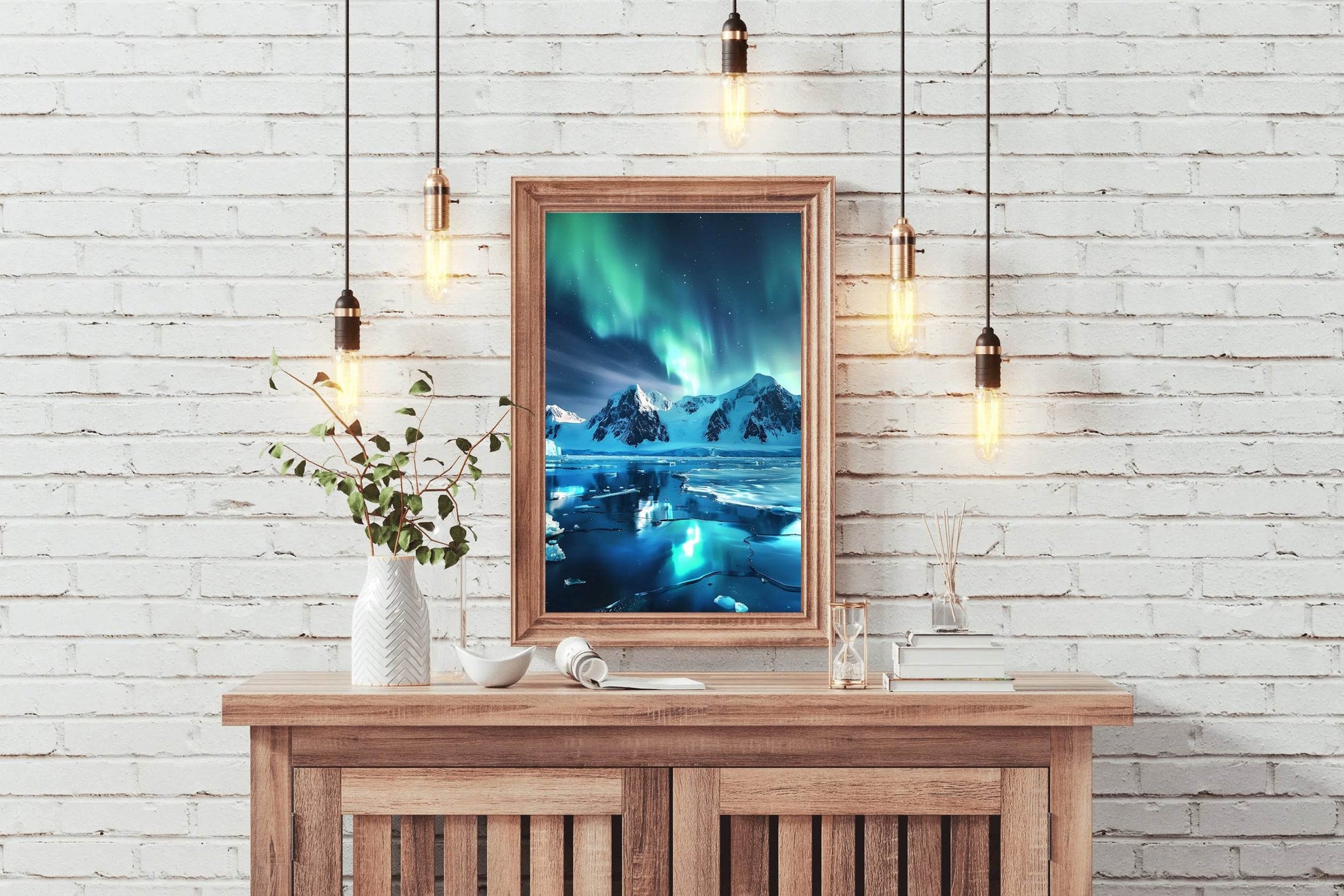 Northern Lights Over Antarctic Peaks wall Art - beink online art store