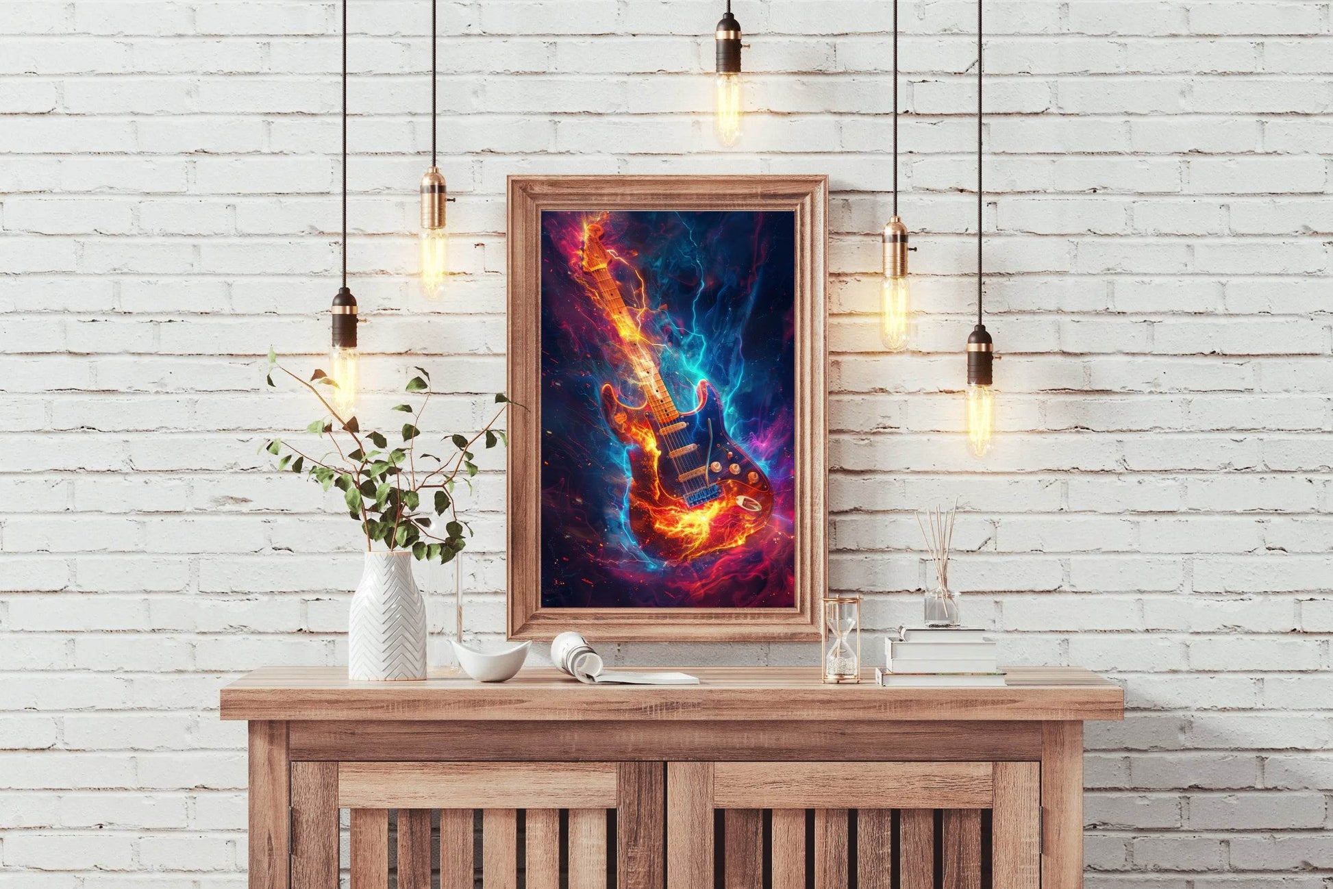 Water And Fire Electronic Guitar Wall Art - beink online art store