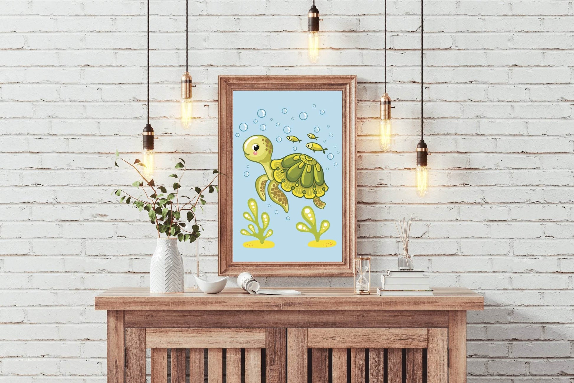 Cute Cartoon Floating Turtle Wall Art - beink online art store