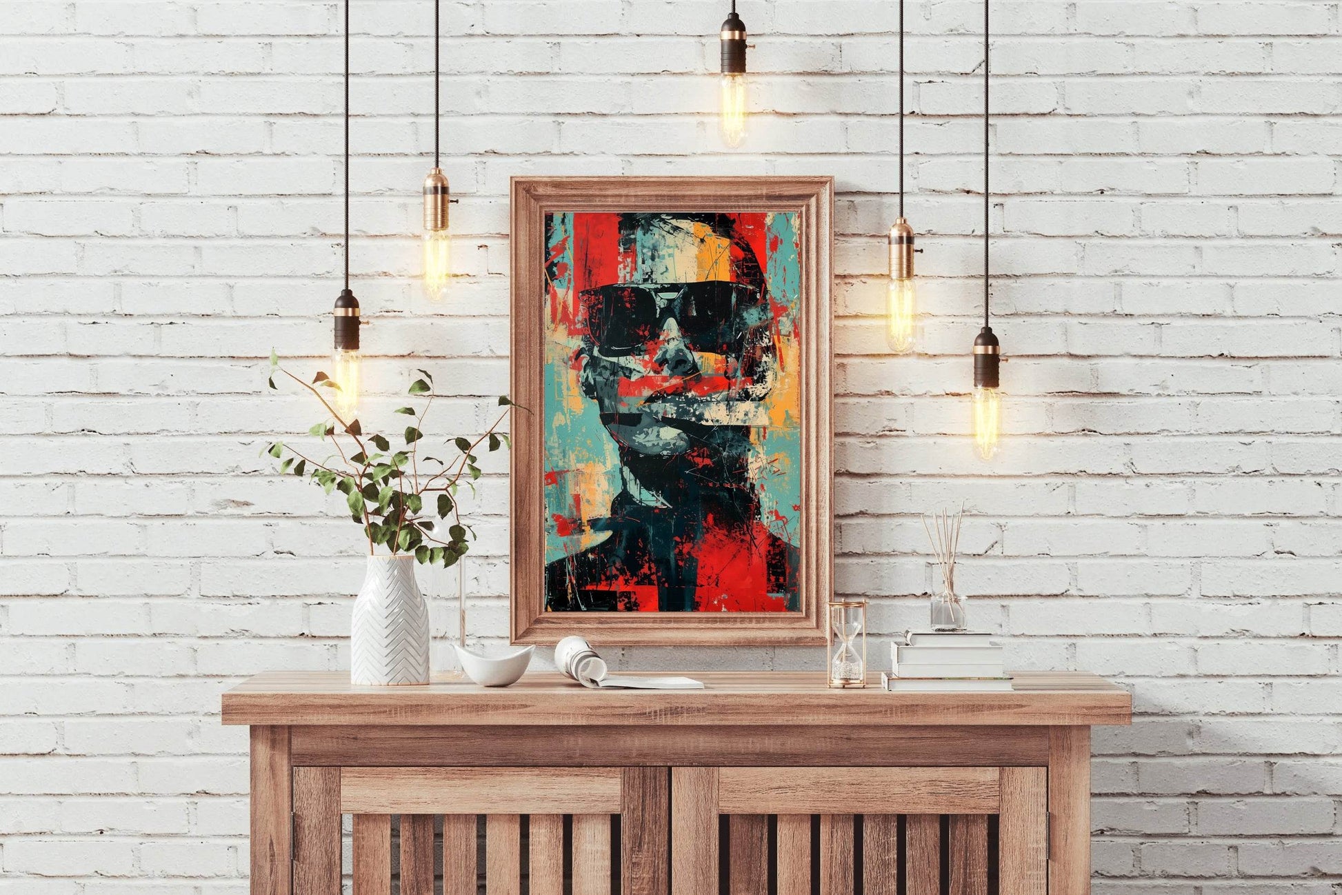 Oil Paint Strokes of Funky Man With Glasses Wall Art - beink online art store