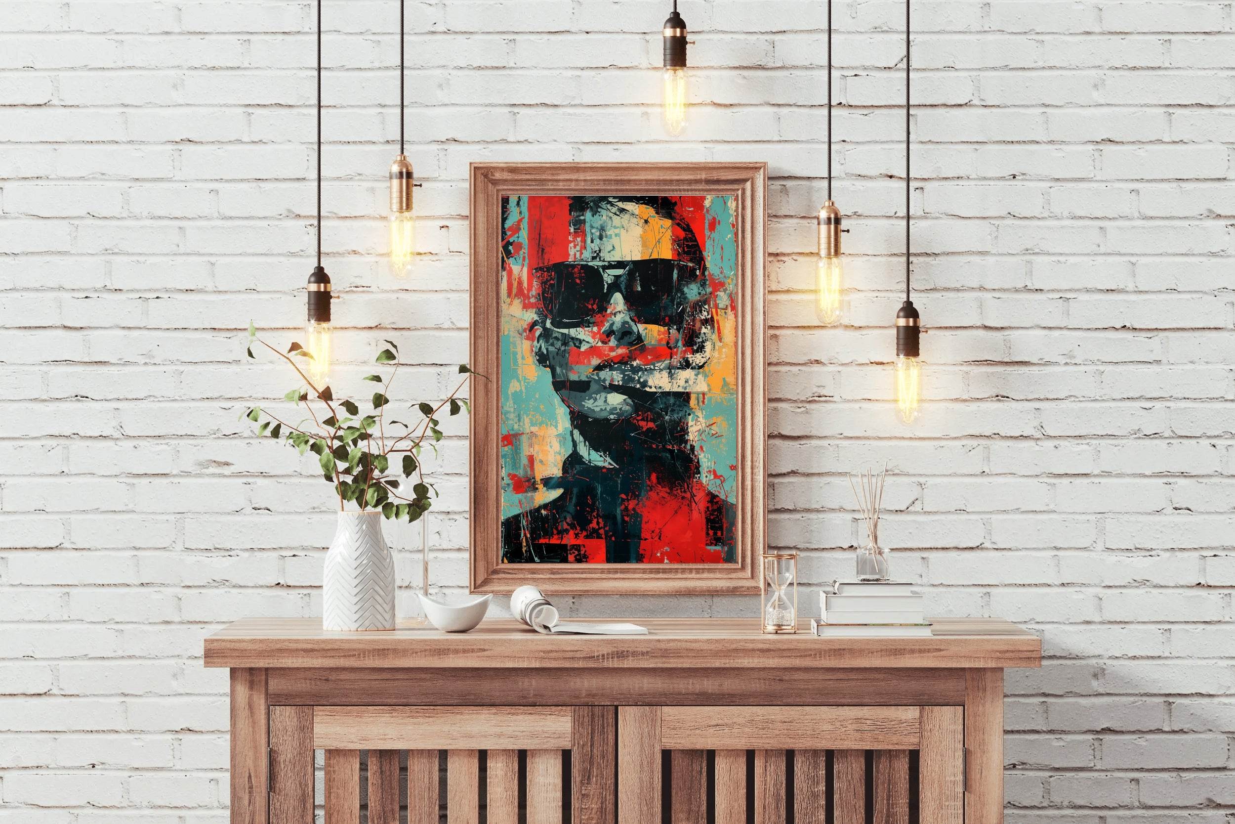 Oil Paint Strokes of Funky Man With Glasses Wall Art - beink online art store