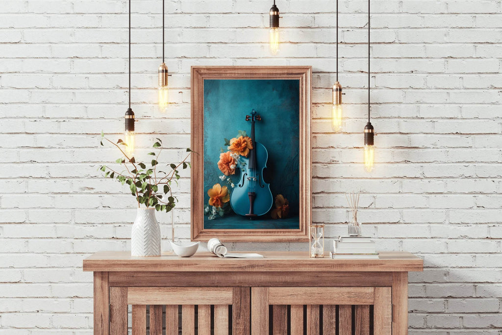 Classical Blue Violin Wall Art - beink online art store