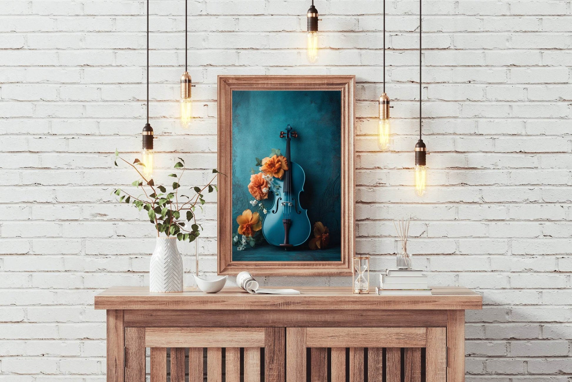 Classical Blue Violin Wall Art - beink online art store