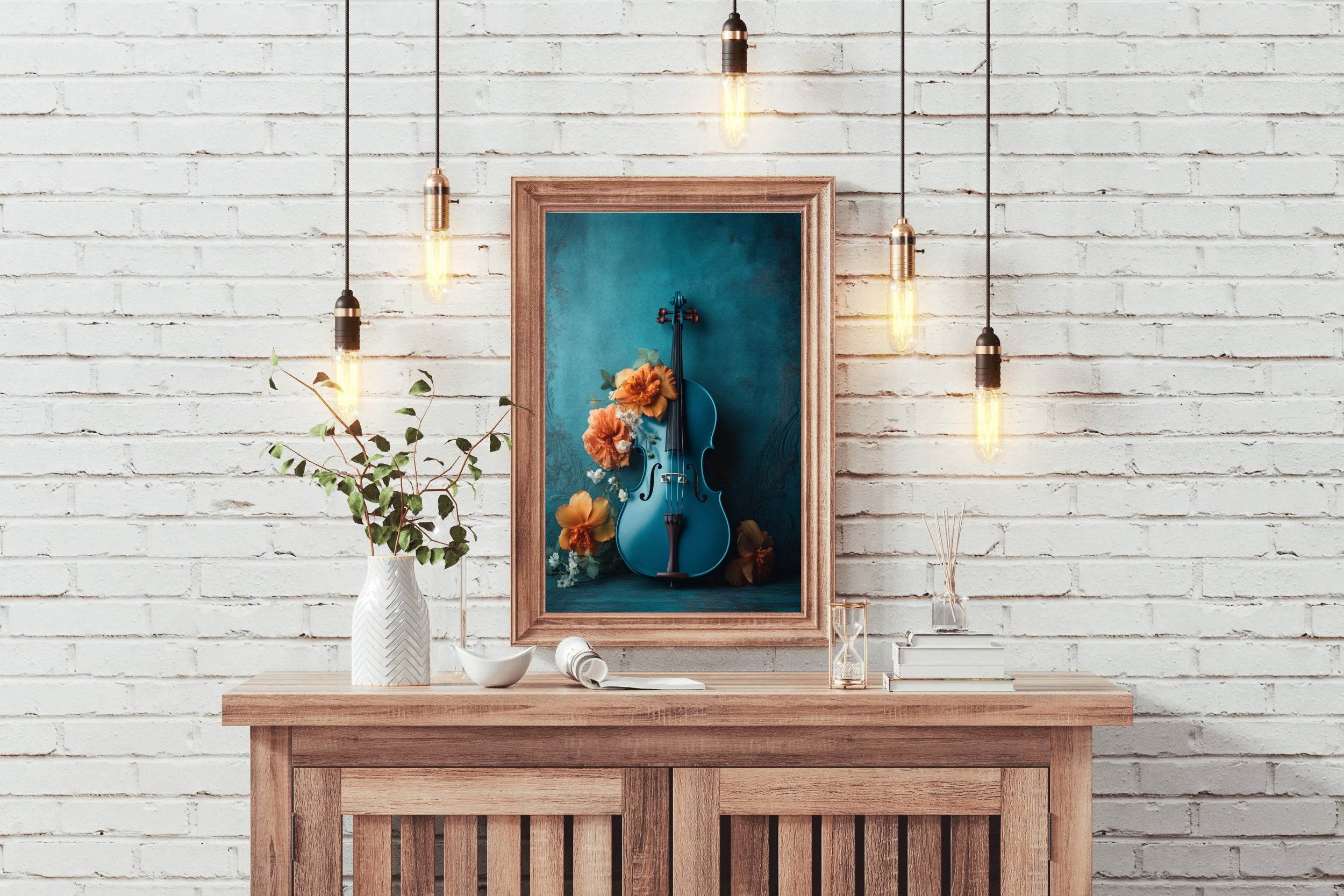 Classical Blue Violin Wall Art - beink online art store