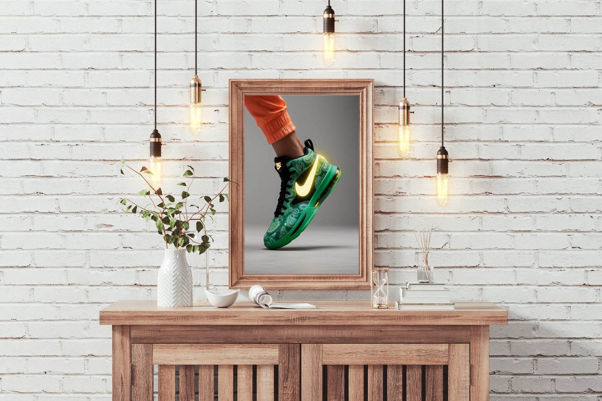Nike Green Sports Shoes Wall Art - beink online art store