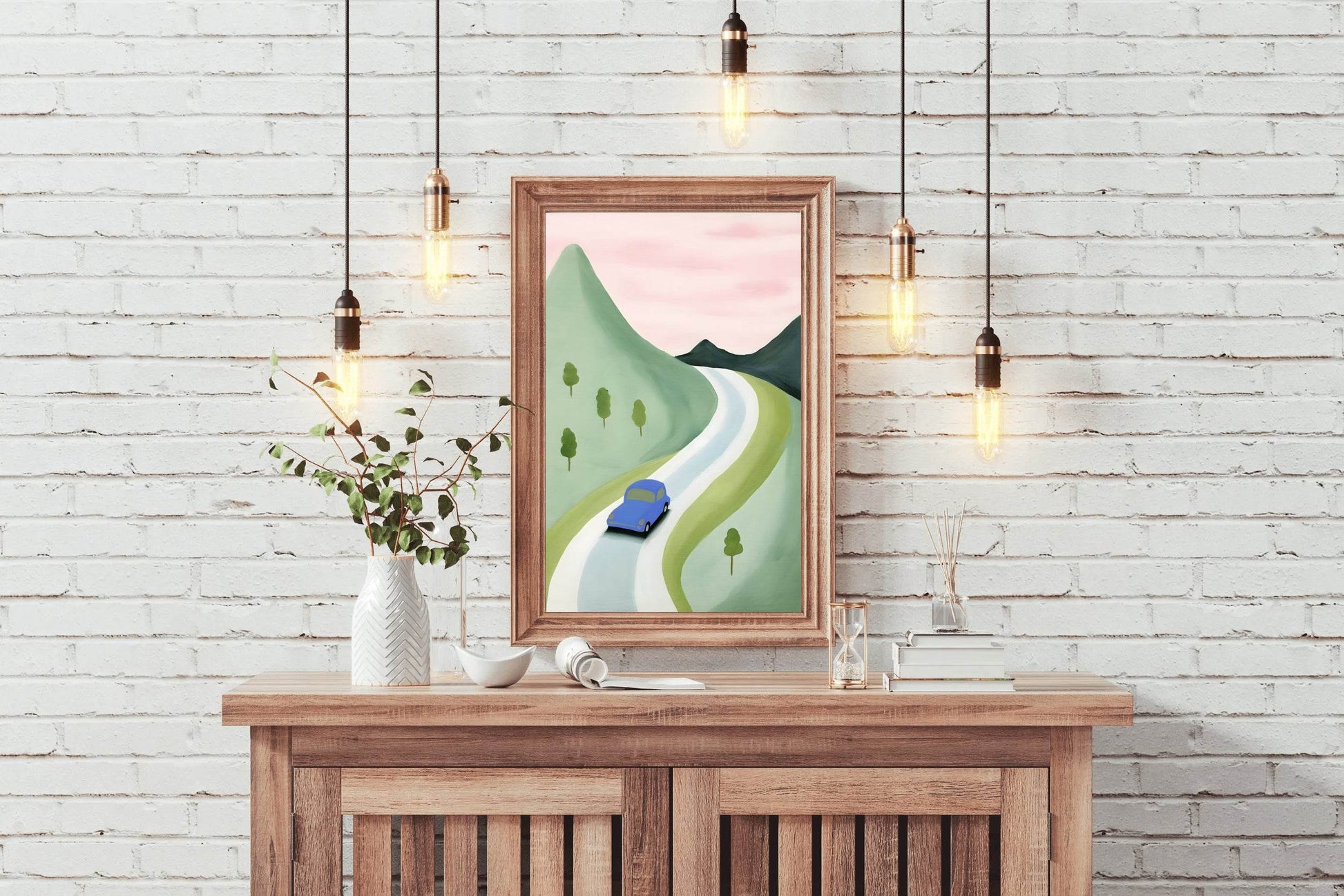 Mountain Road Trip Illustration Wall Art - beink online art store