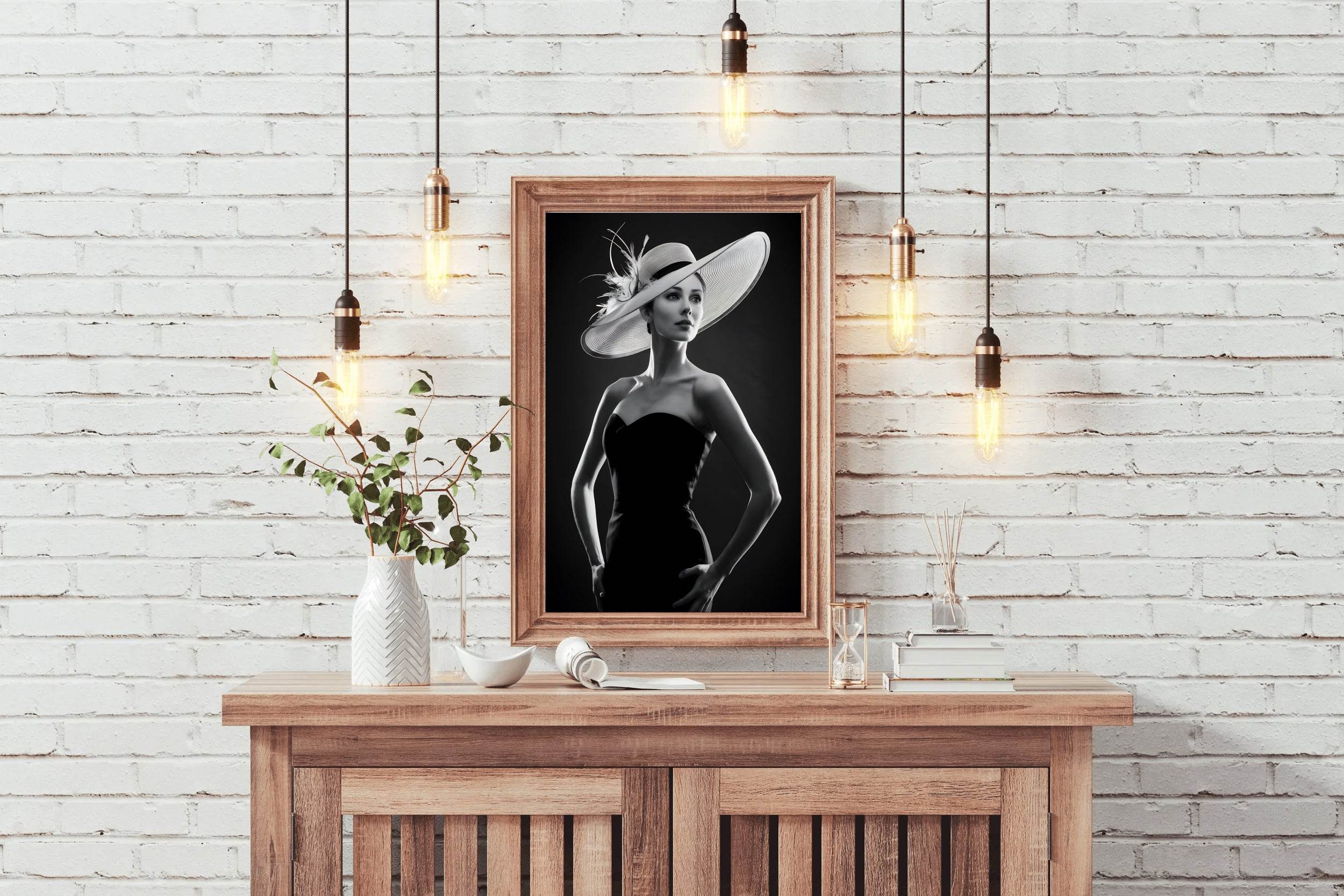 Elegant Women with Hat Black & White Wall Art - beink online art store