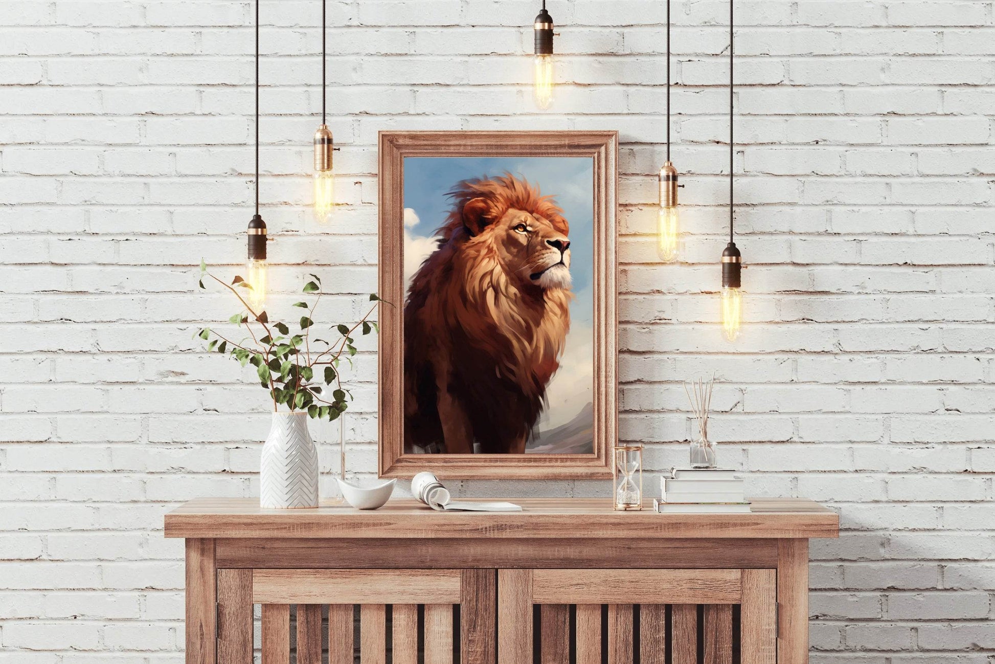Watercolor Painting of a Lion Wall Art - beink online art store