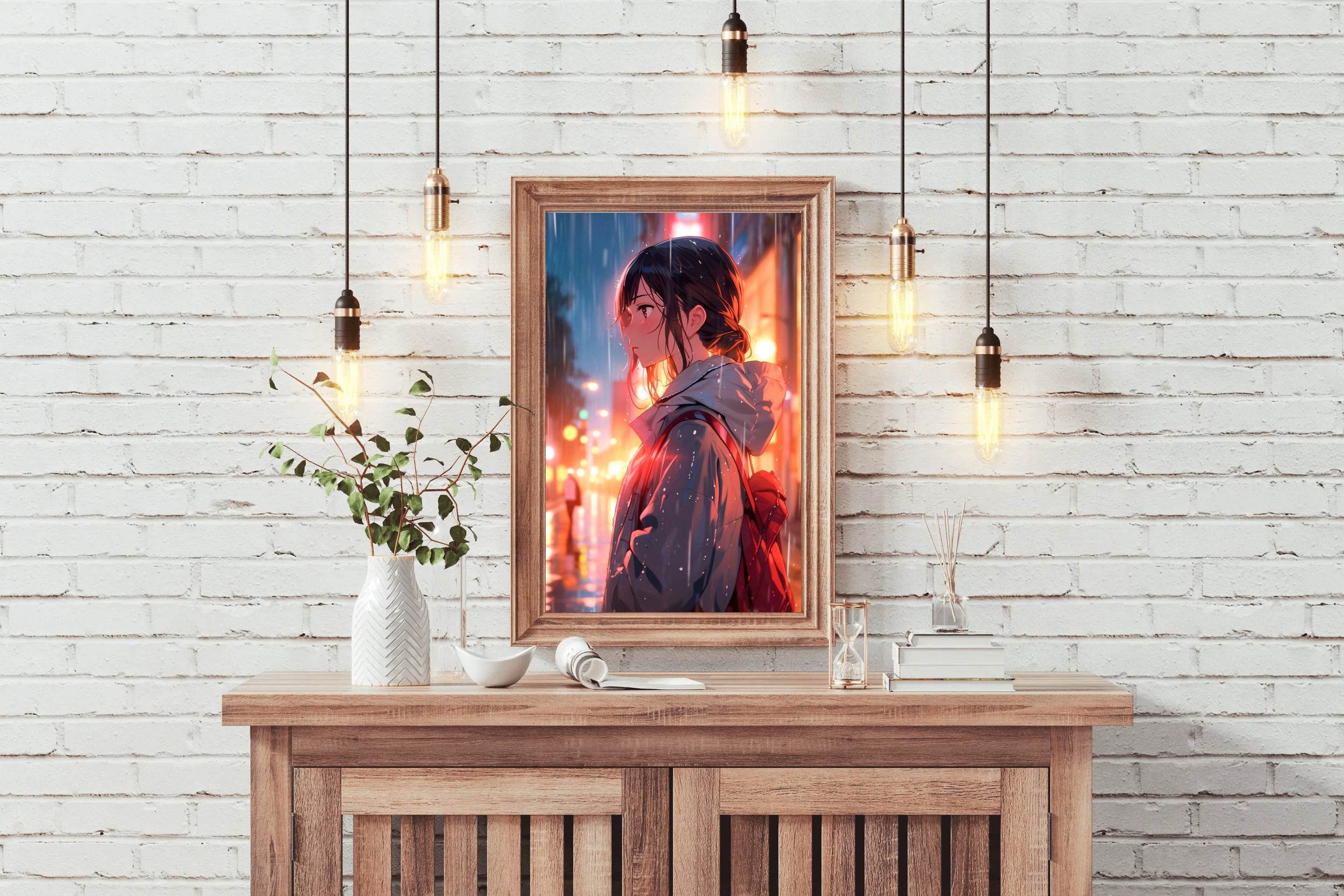Anime Girl In The Rain Anime Wall Art - beink online art store
