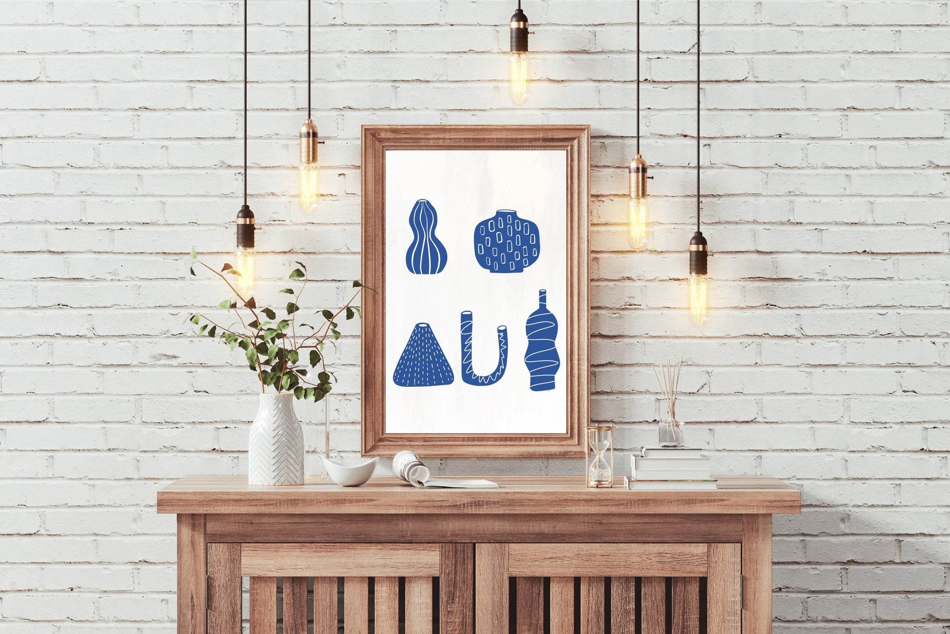Blue Greek Vases Wall Art - beink online art store