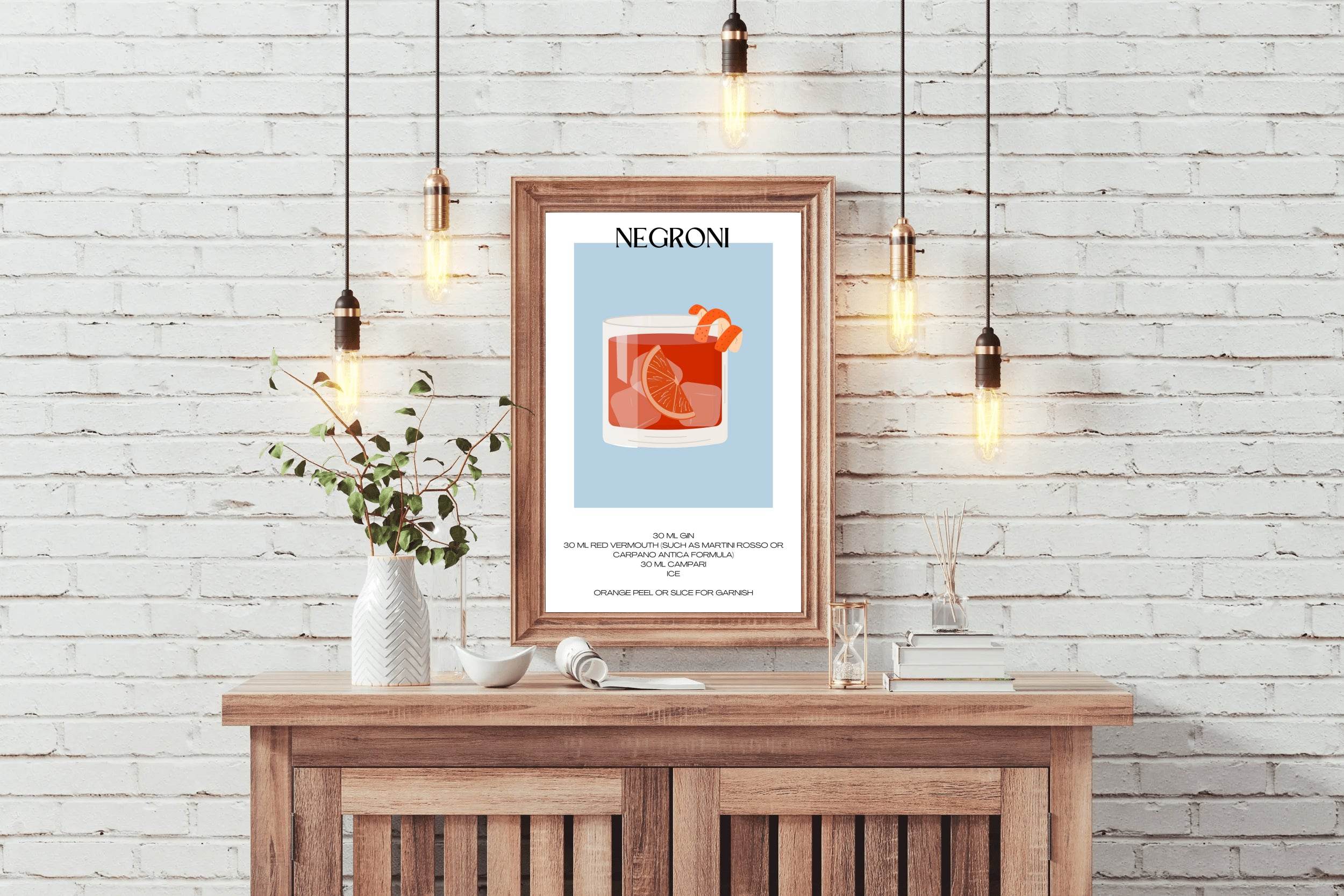 Negroni Cocktail Wall Art - beink online art store