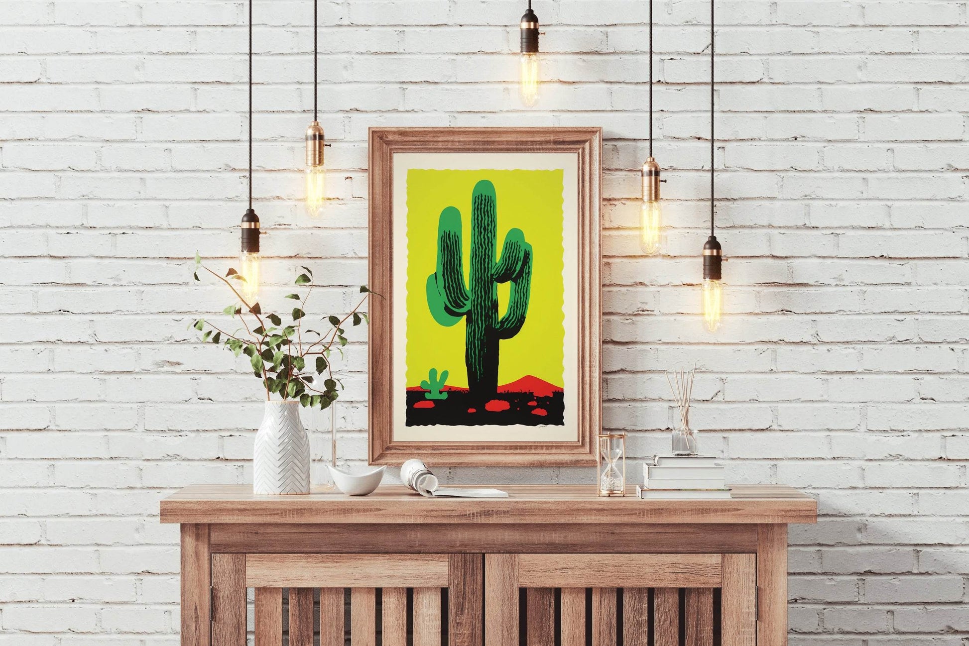 Vibrant Green Saguaro Cactus Wall Art - beink online art store
