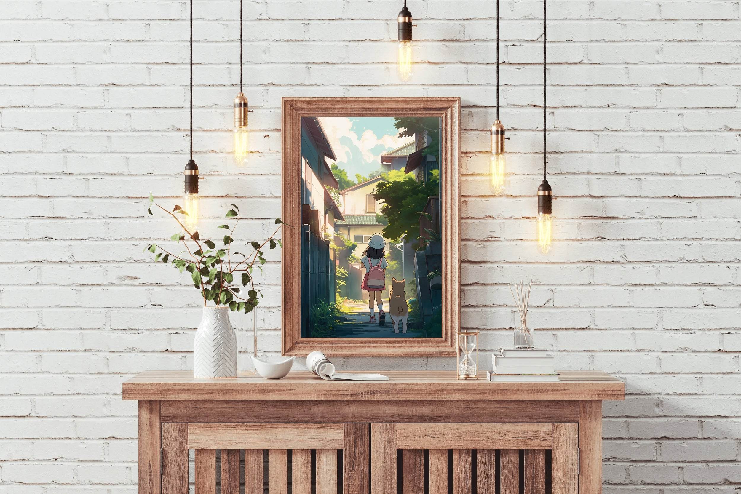 Lifestyle Scene With People In Anime Style Wall Art - beink online art store