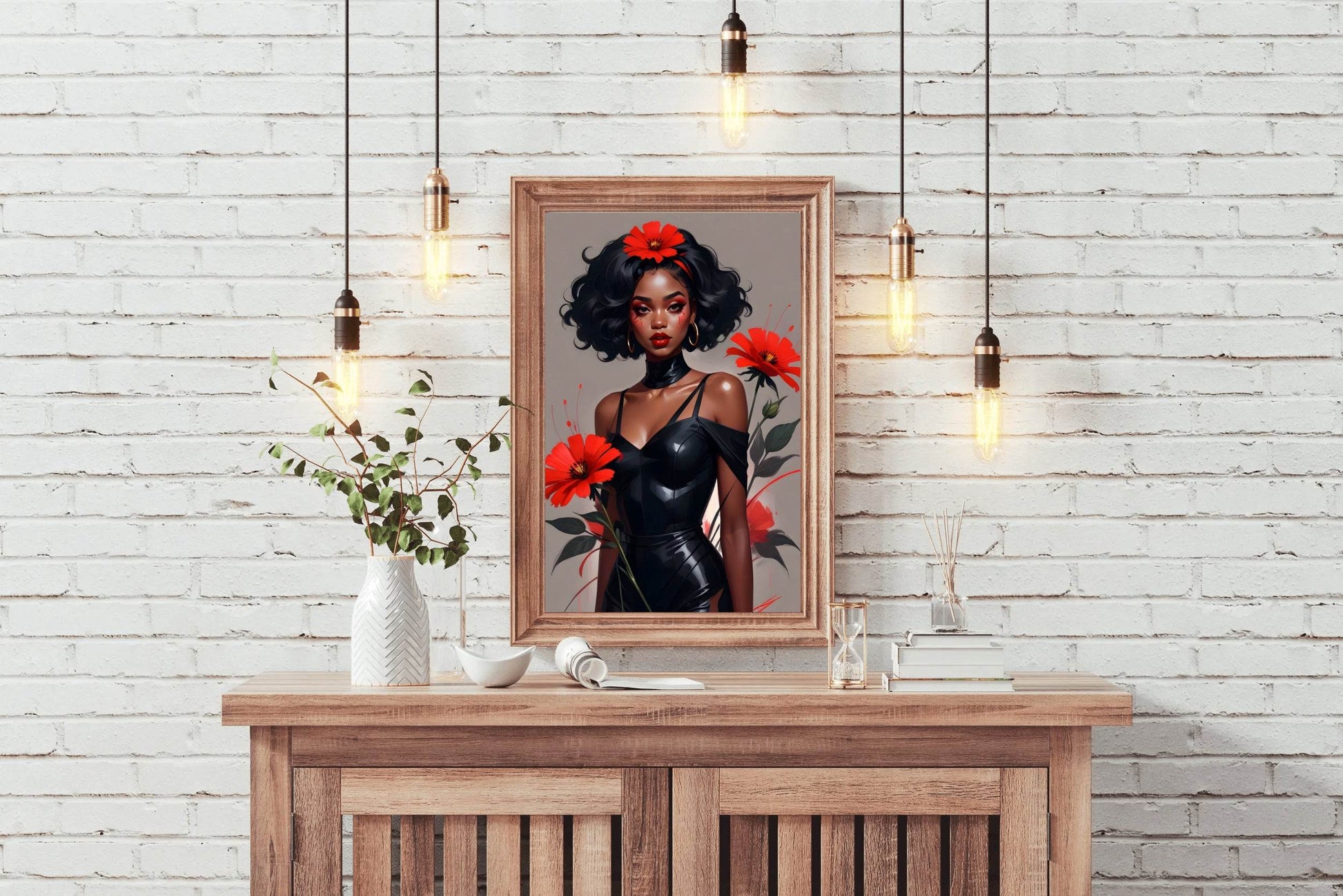Floral Elegance Bold Beauty in Black and Red Wall Art - beink online art store