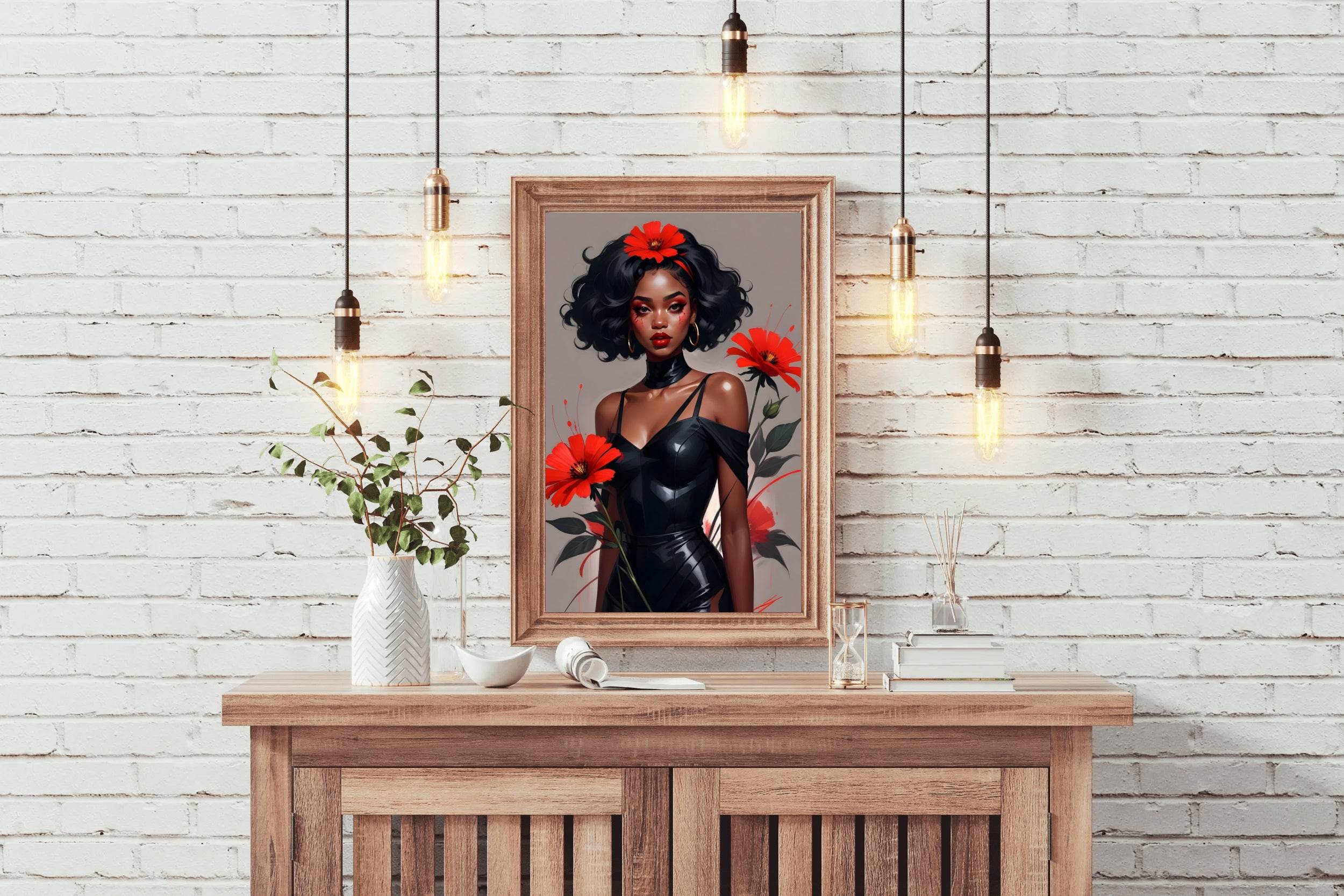 Floral Elegance Bold Beauty in Black and Red Wall Art - beink online art store