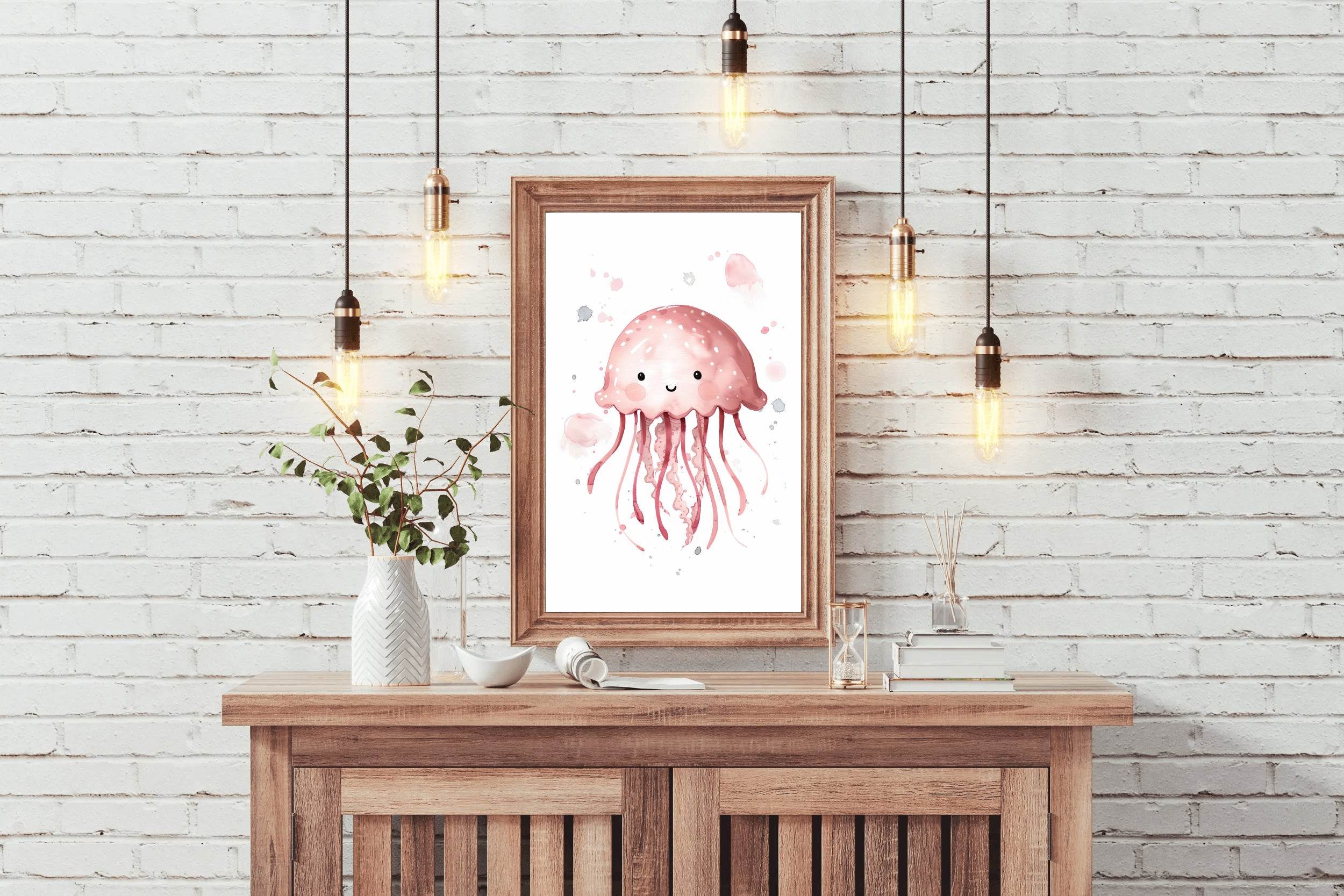 Pink Color Painting of an Octopus - beink online art store